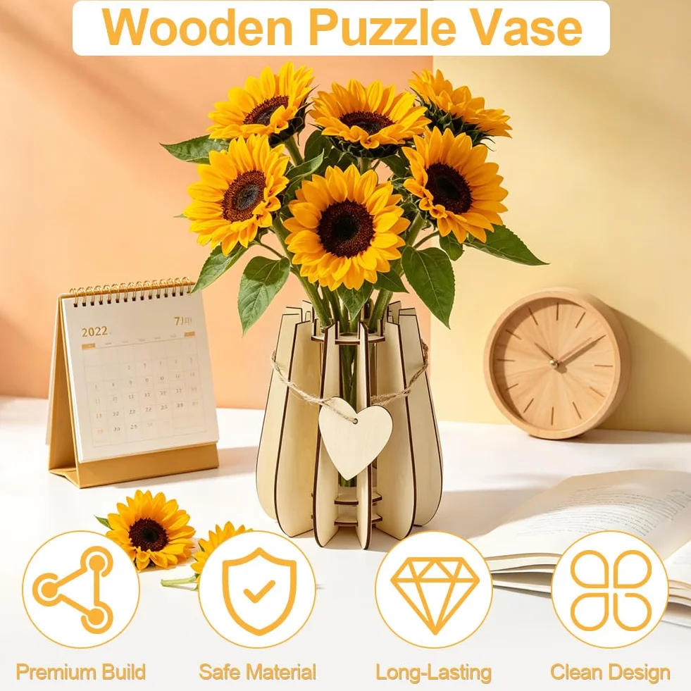 Wazon kompatybilny z Lego Flowers z drewnianej układanki 3D kreatywne wazony do ekspozycji styl 1
