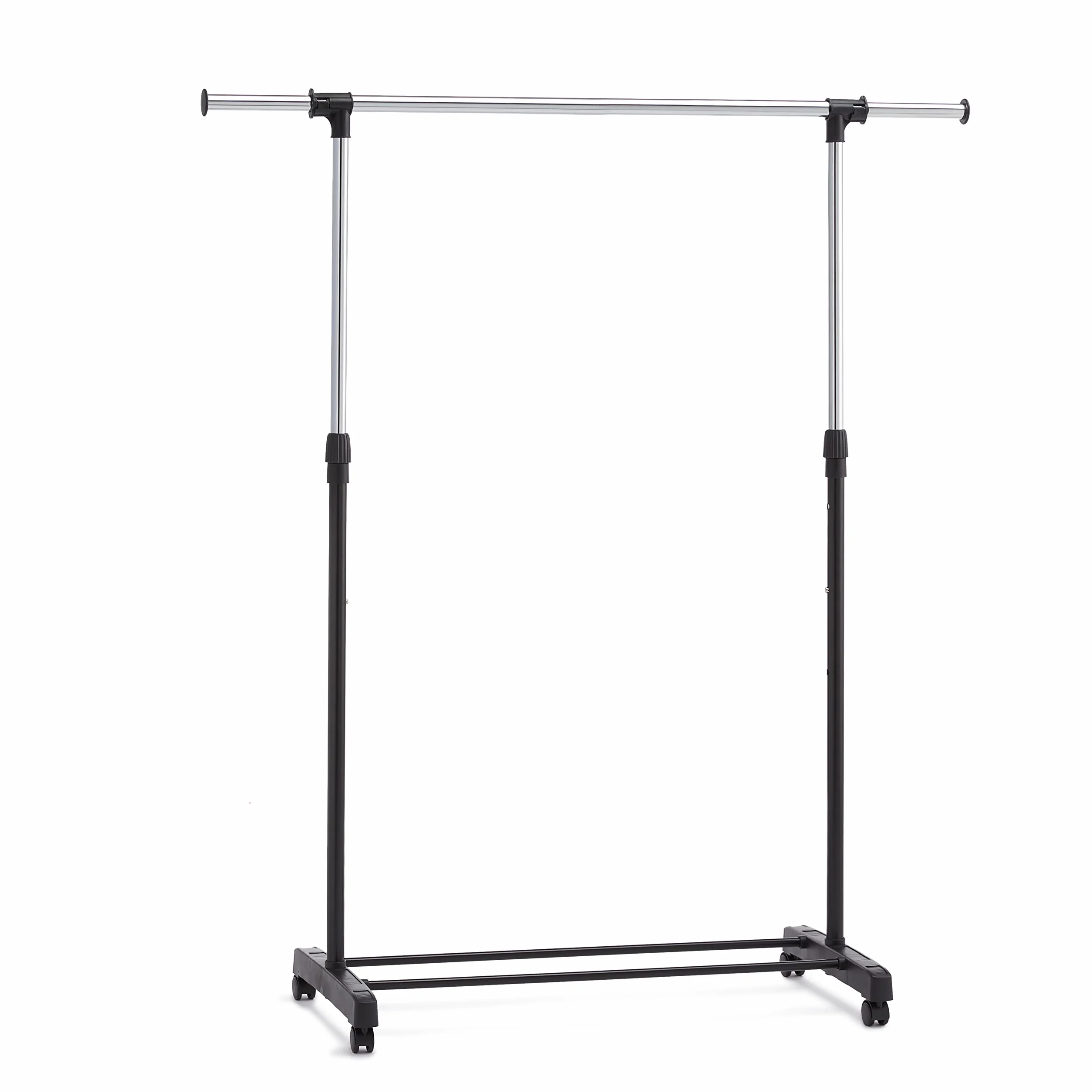Amazon Basics Drążek na ubrania, z kółkami, 91,5-145 x 42 x 134-161 cm, chrom