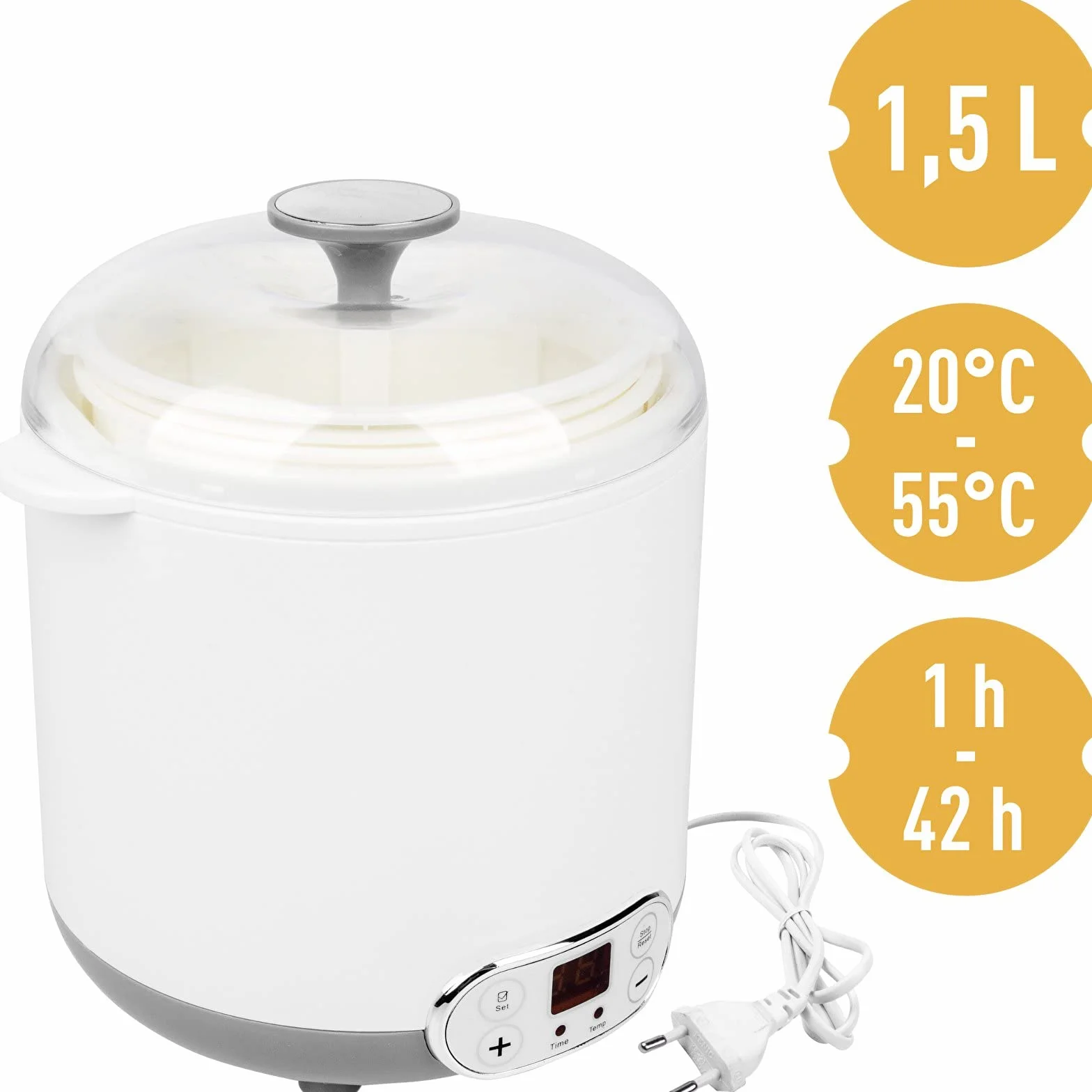 Browin 801013 Domowa Sero-jogurtownica z termostatem 1,5 L do domowych serów, jogurtów i kefirów