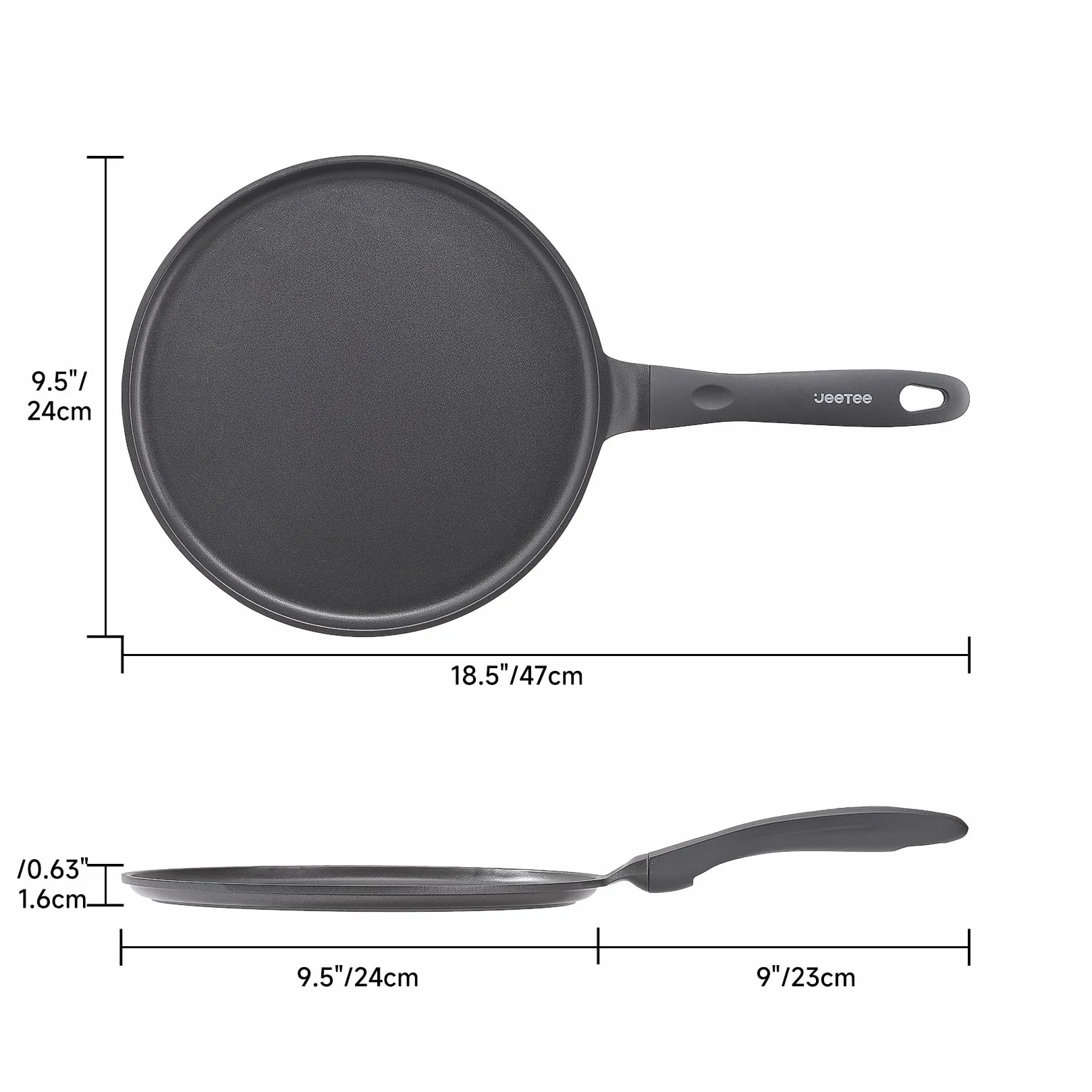 JEETEE Patelnia do naleśników 24 cm, tytanowa patelnia do naleśników, zdrowa, nietoksyczna, płaska patelnia do dosa i tortilli, dla wszystkich rodzajów kuchenek, w tym indukcyjnych, bez PTFE i PFOA