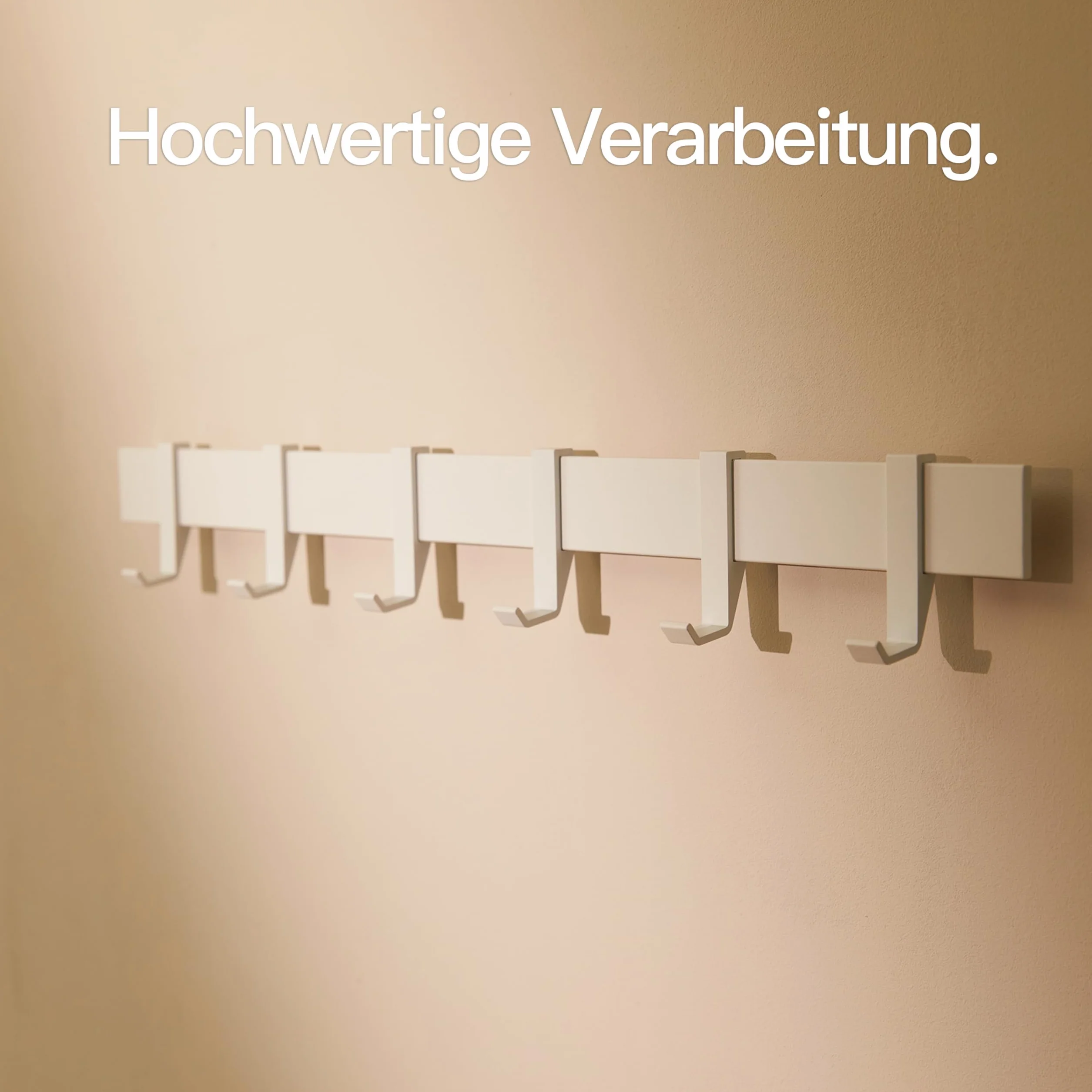 Designfabrik Hamburg Wieszaki ścienne na płaszcze | Metalowa szafiarka | Wieszak na płaszcze | Hak na płaszcz do ściany | Nowoczesny wieszak z przesuwanymi hakkami | 58 cm | Matowo biały