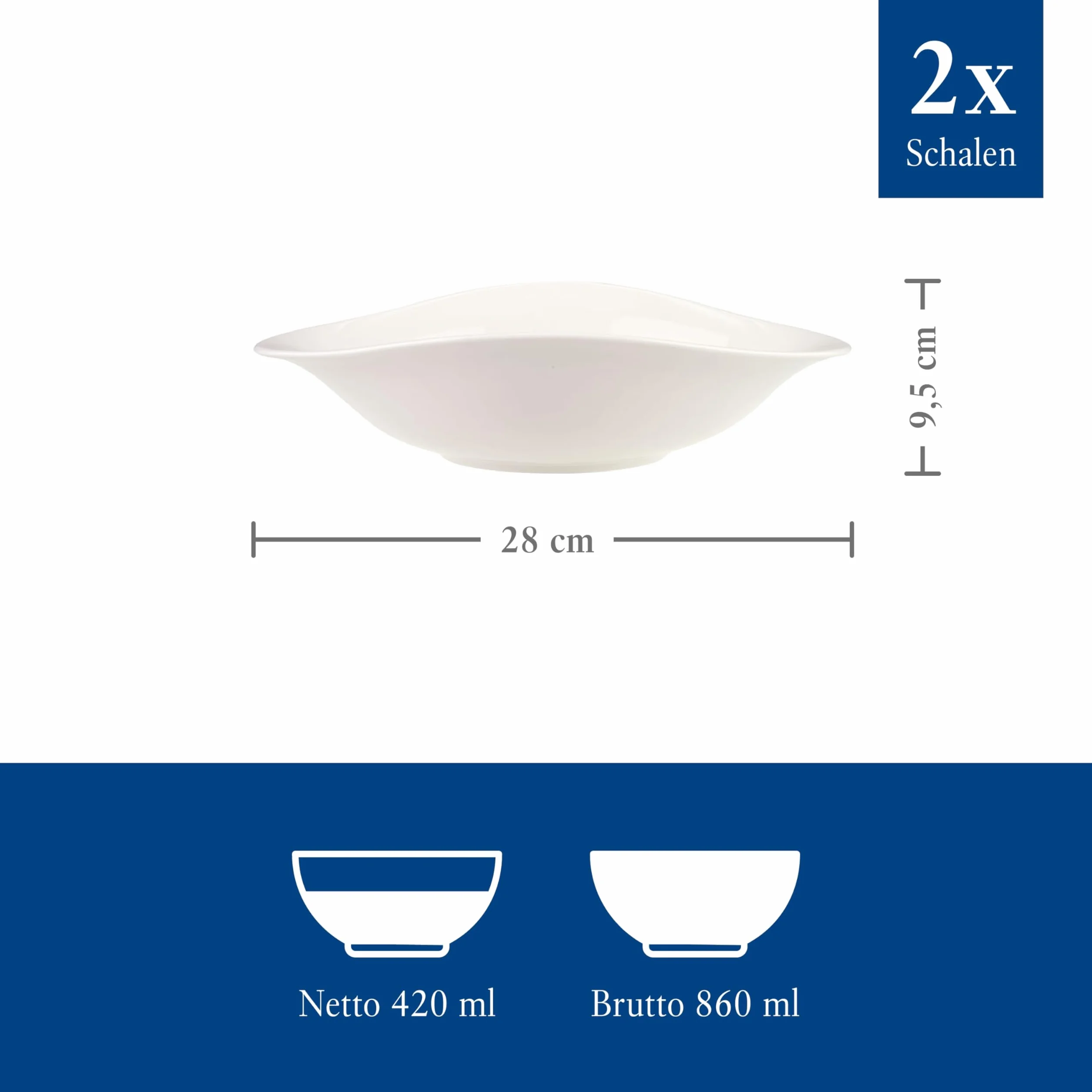 Villeroy & Boch Vapiano zestaw misek do makaronu 2-cz. porcelana Premium biała