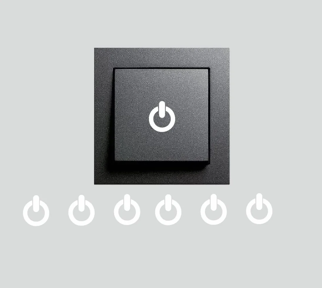 Generisch 6 sztuk naklejek na przełącznik Power Naklejka symbol (Rw87/20) (10 x 10 mm), biały połysk