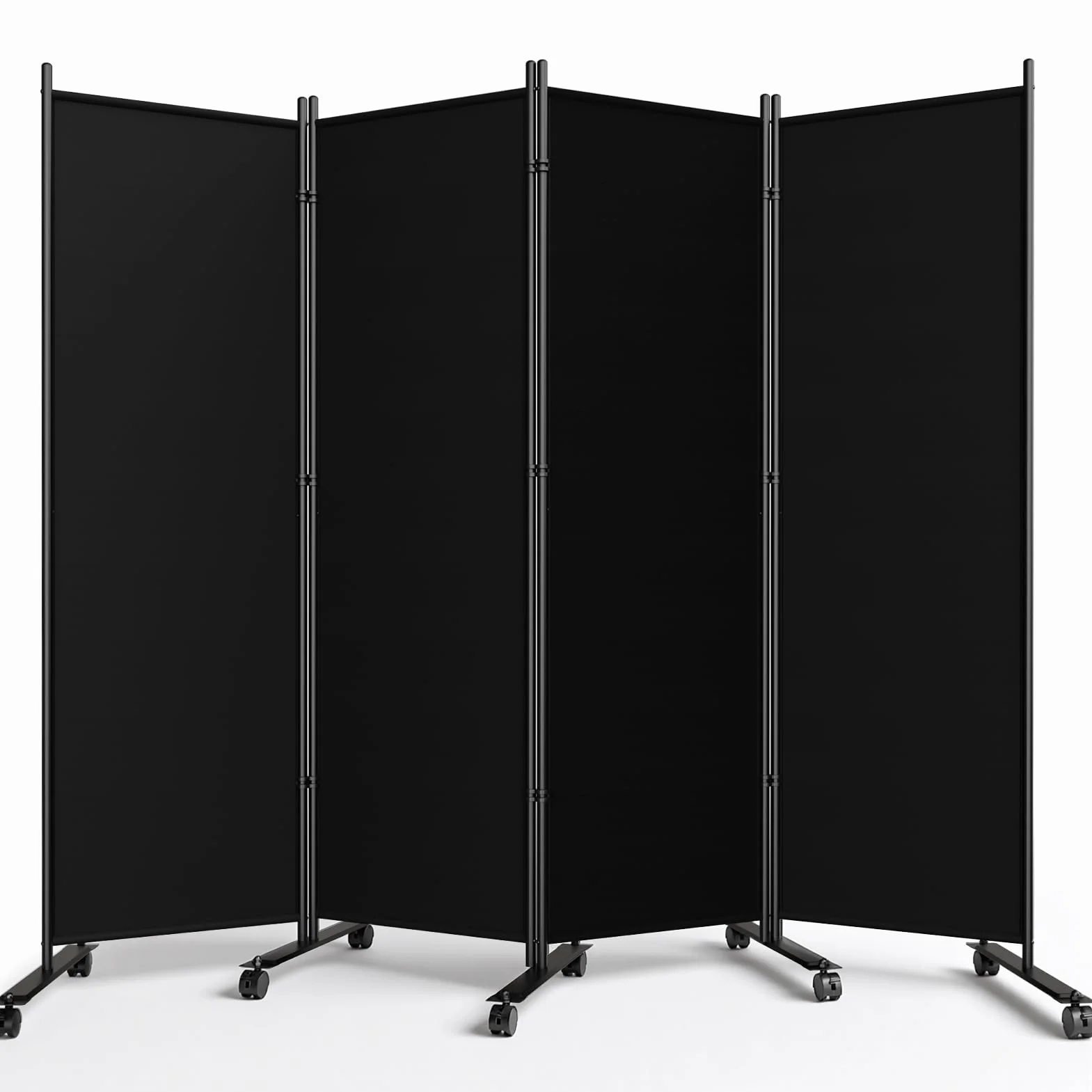 WELDUN 4-panelowa ścianka działowa 183 cm składane ekrany prywatności z zamykanymi kółkami czarne 223,5 x 183 cm