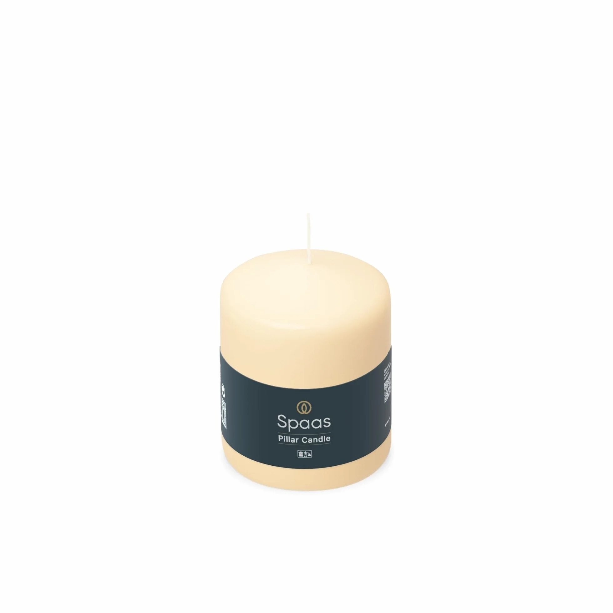 Spaas Unscented Pillar Candle 80/100 mm, 40 Hours, Ivory