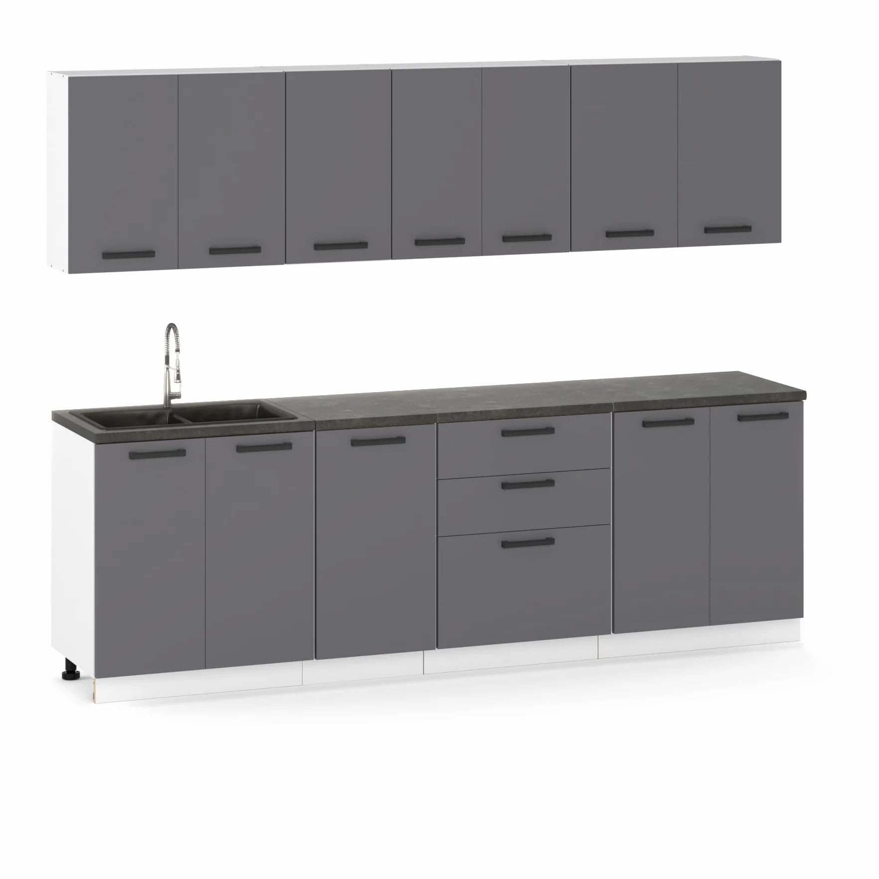 Szafka kuchenna dolna 60x82x47 cm kolor Grafit, Matowa –stojąca, do zestawów, z płyty laminowanej, bez blatu, mebel kuchenny pod zabudowe, moduł kuchenny