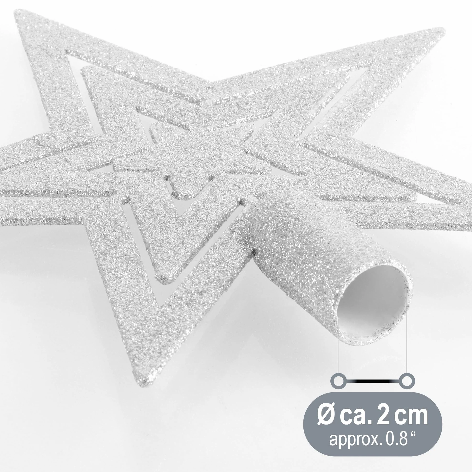 COM-FOUR® Choinka brokatowa gwiazda - Gwiazda na choinke - Choinka na kazda choinke - Poinsecja nietlukaca