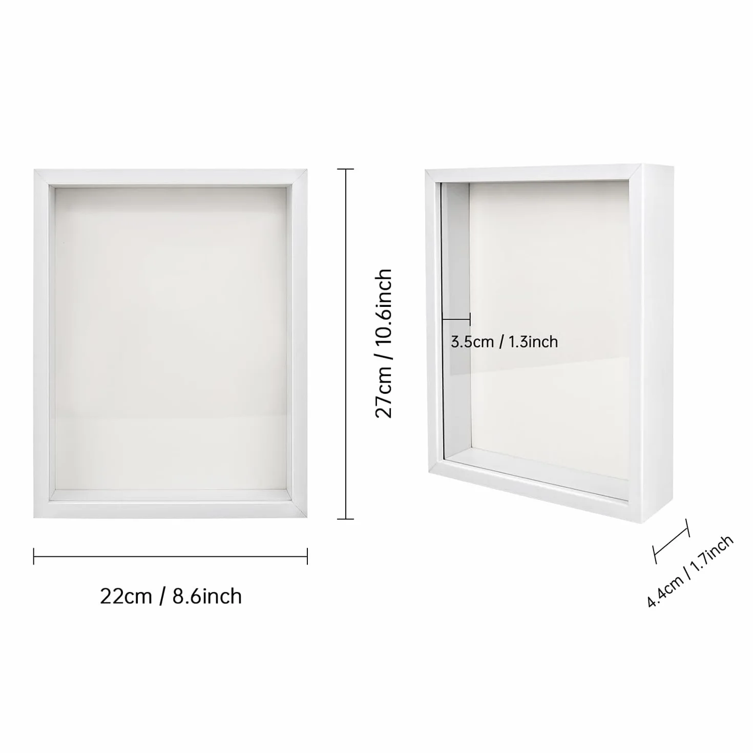 Shirene Pudełko z cieniem 3D, ramka z białym cieniem, ramka ekspozycyjna 25 cm do rękodzieła, ekspozycja z głębokimi ramkami na zdjęcia, drewniane pudełka ekspozycyjne 3D na medale, zdjęcia, kwiaty i