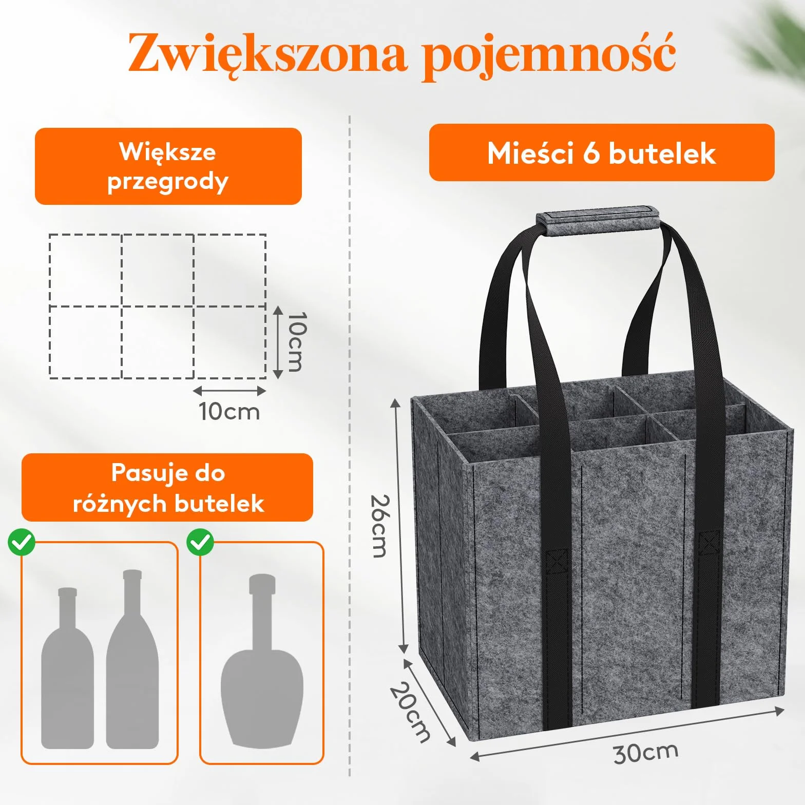Lifewit Filcowa torba na butelki, składana filcowa torba do przenoszenia butelek z uchwytem na wino, szary, Für 6 Flaschen, Nowoczesny