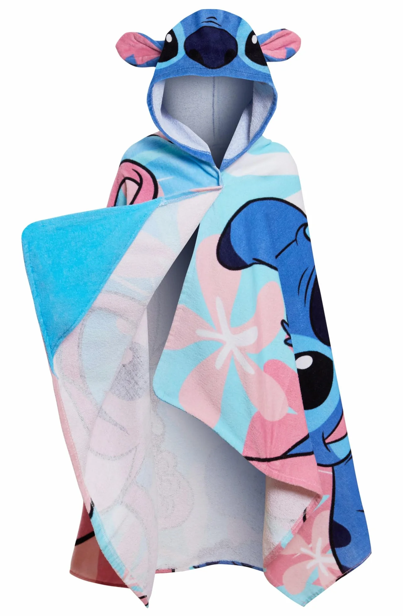 Ręcznik z kapturem Disney Stitch Angel Poncho 100% bawełny Ręcznik plażowy dla dzieci Ręcznik kąpielowy Szlafrok kąpielowy dla dzieci