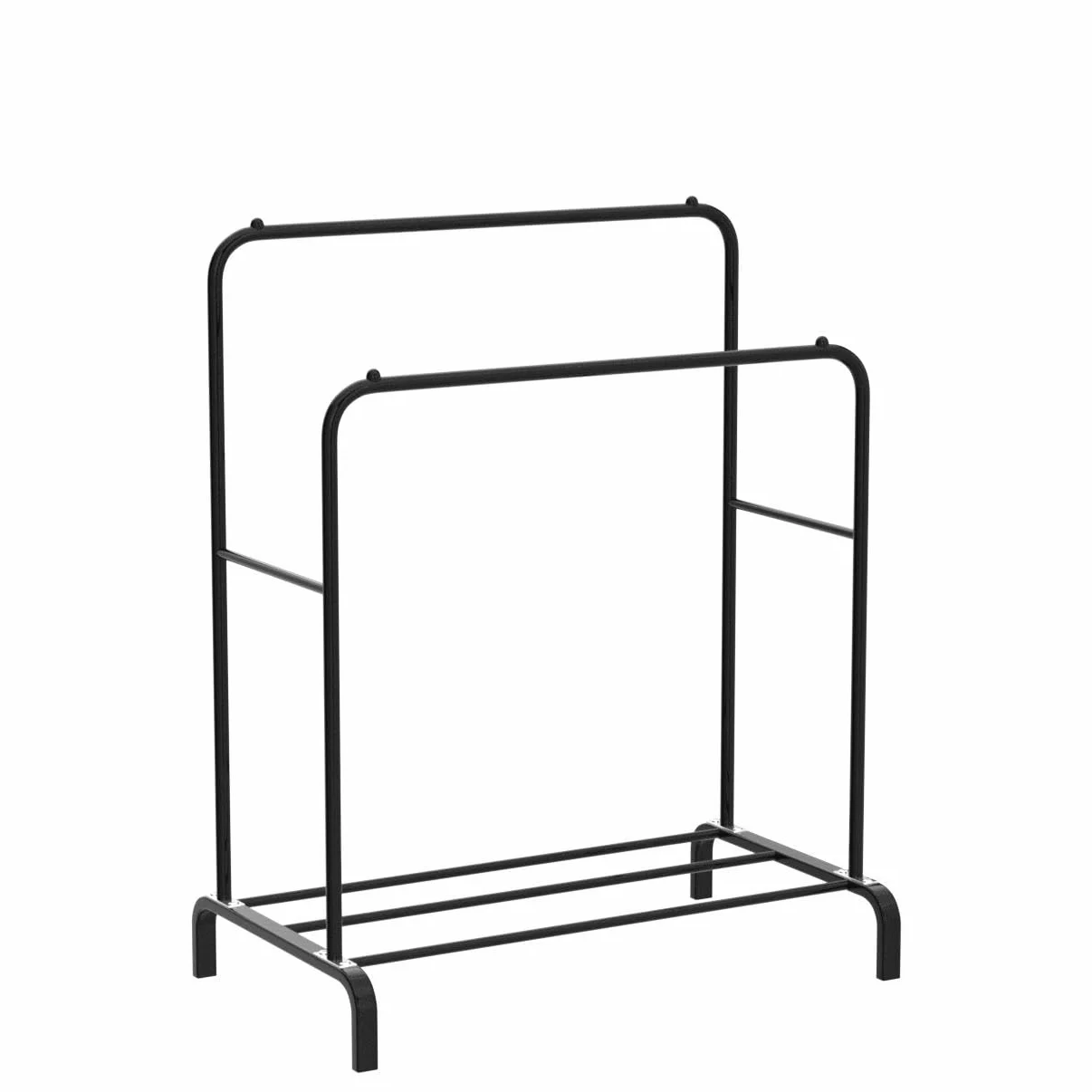 edihome, Osioł ubrania, wieszak na ubrania, podwójny wieszak na ubrania, garderoba, 110 x 150 x 54 cm, wytrzymały, metalowy z uchwytem na buty, organizer, łatwy montaż (czarny)