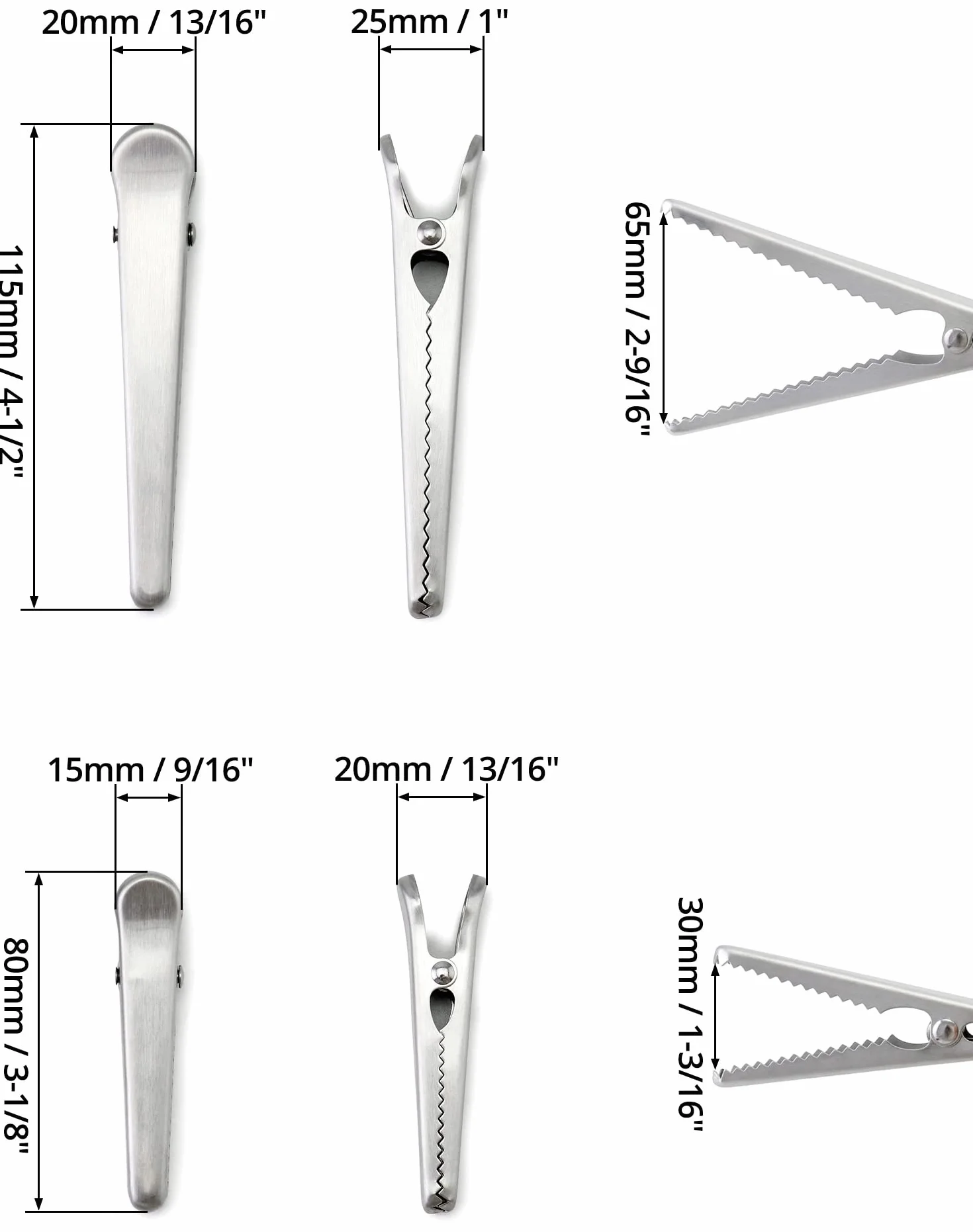 QWORK® Zestaw 10 klipsów uszczelniających ze stali nierdzewnej, klipsów uszczelniających 8 cm i 11,5 cm Klipsy do torebek Krokodylki do kuchni i domu