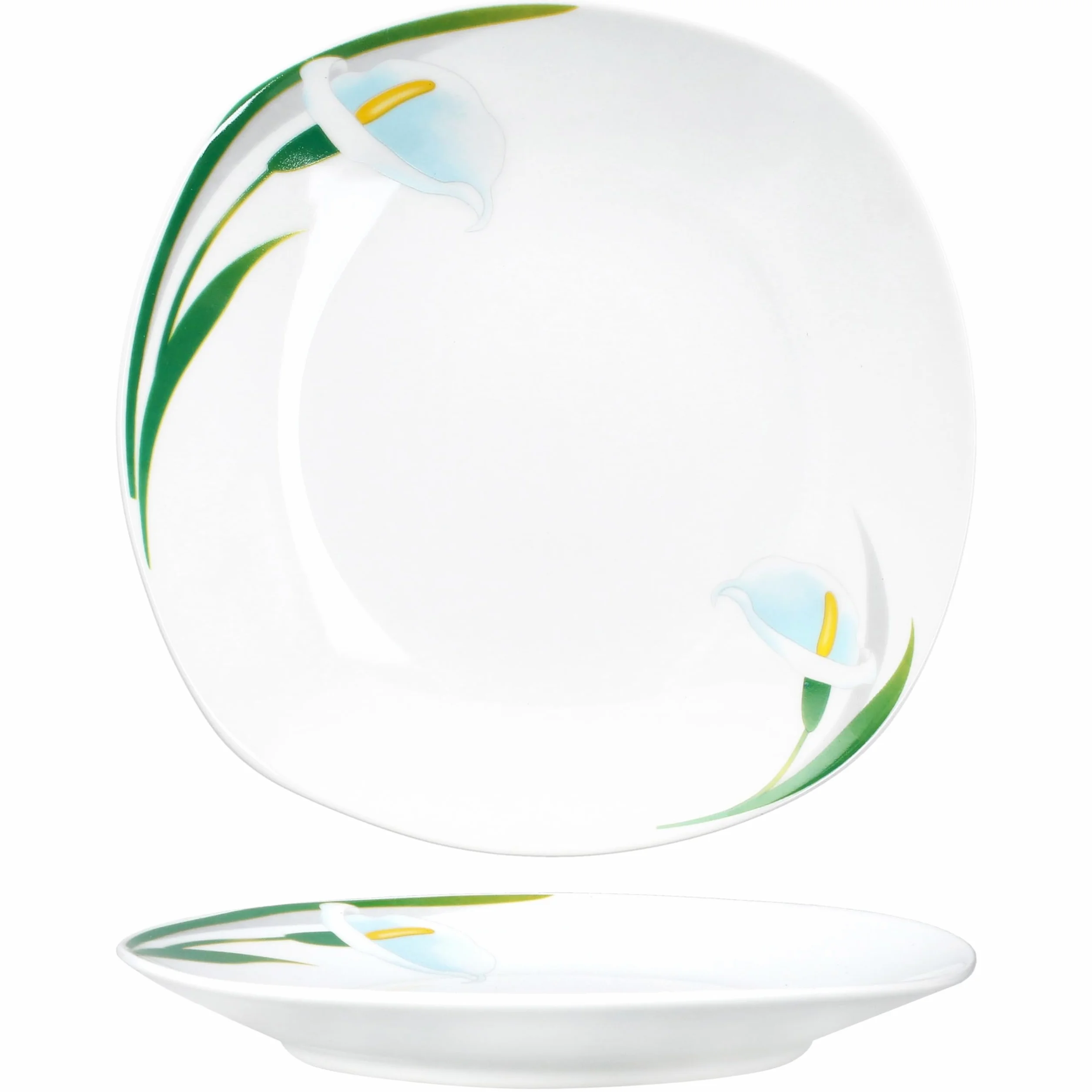 MamboCat Zestaw 6 talerzy do ciasta White Calla, stylowe porcelanowe talerze śniadaniowe z motywem kwiatowym, dla 6 osób, małe talerze do sałatek, deserów, przekąsek itp.