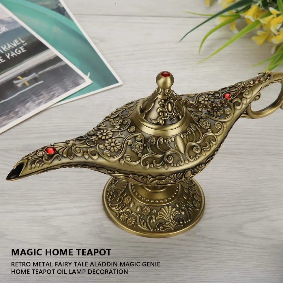 Aladyna magiczna lampa olejowa z patyną zieloną dekoracja domu