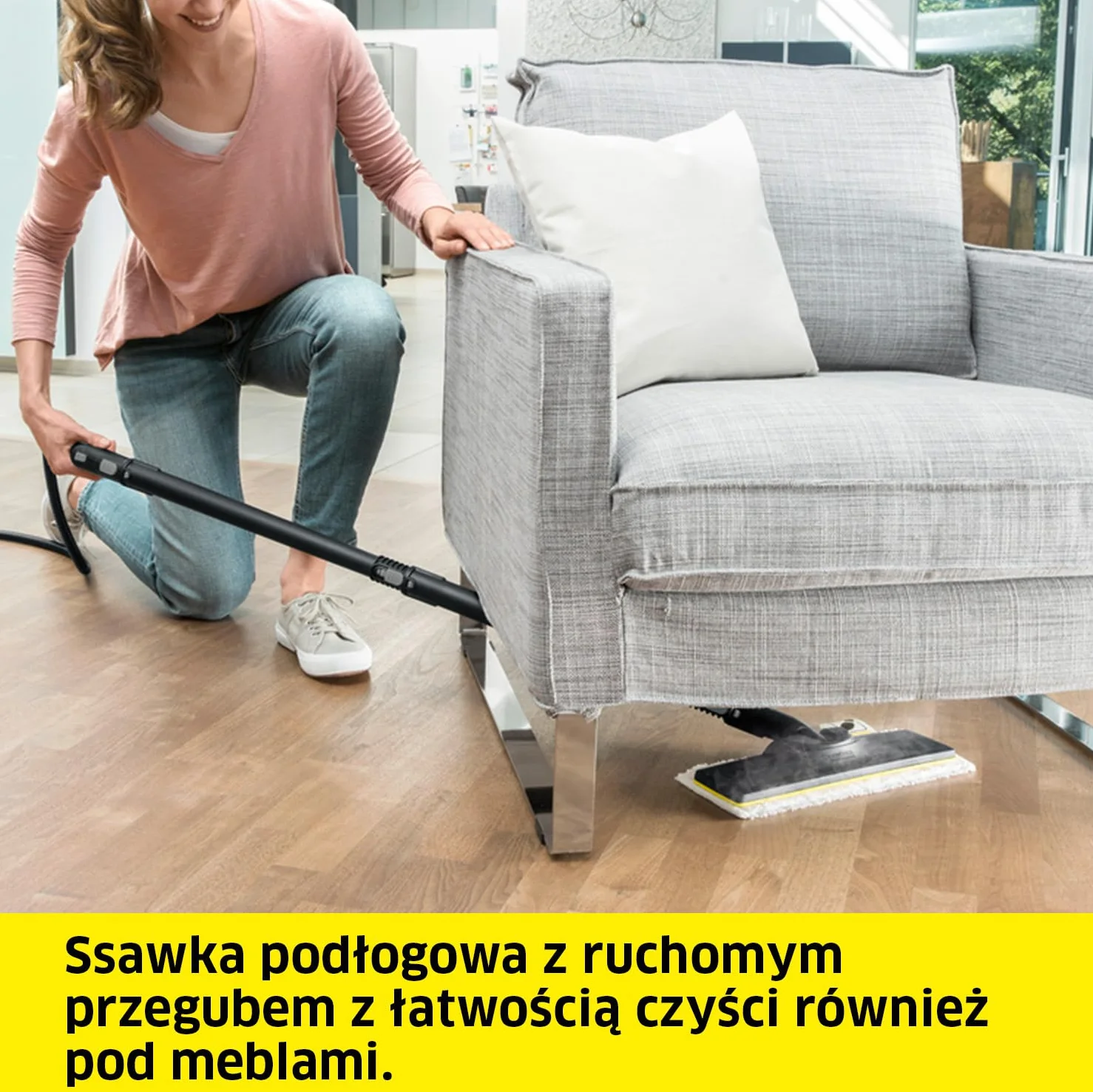 Kärcher zestaw ssawek podłogowych EasyFix do SC 1, 1 ssawka podłogowa, 1 uniwersalna ściereczka podłogowa z bardzo drobnego włókna, 2 rury ssące (0,5 m), oryginalne akcesoria do parownicy Kärcher SC 1