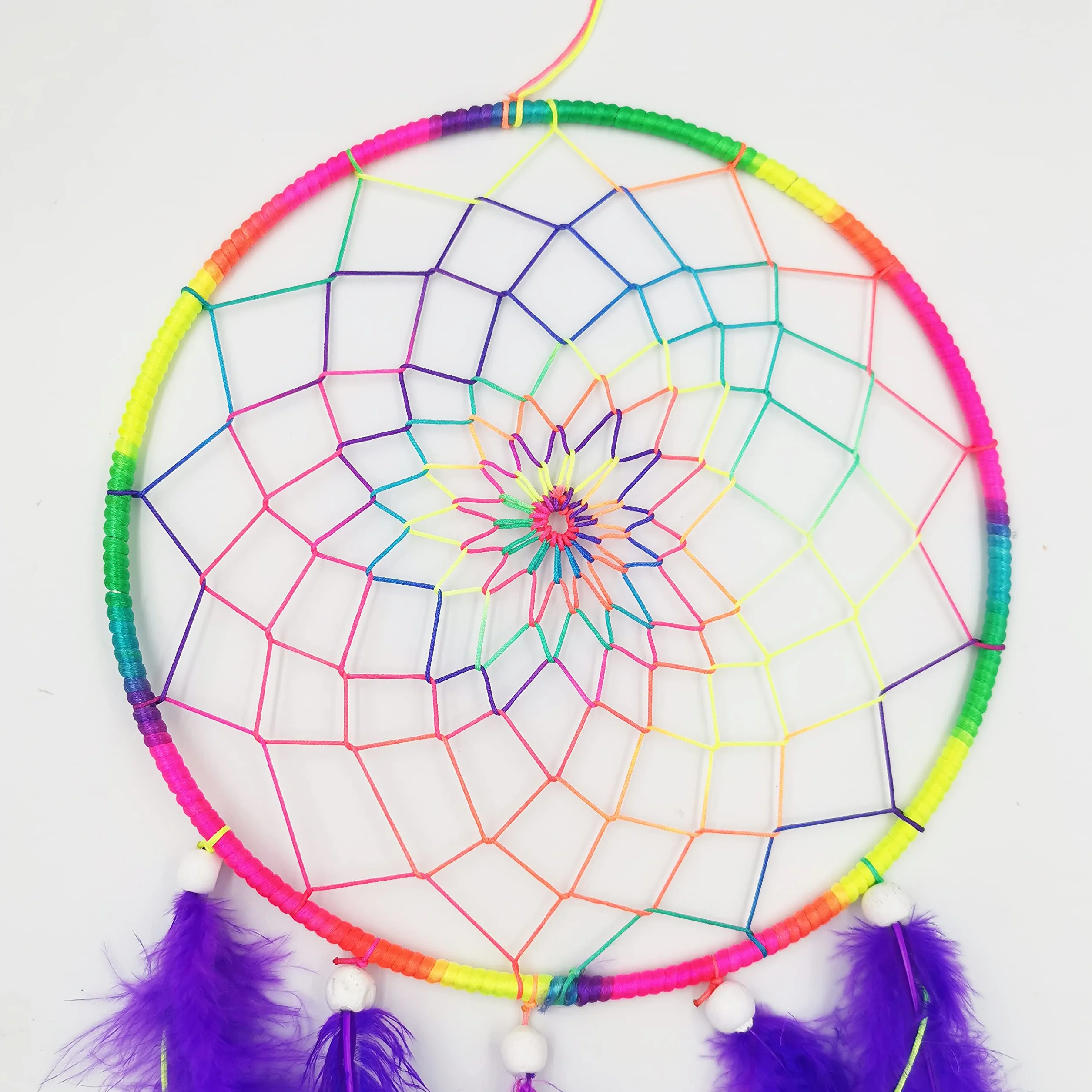 2 sztuki łapacz snów ręcznie robione szydełkowe kolorowe pióro dream ​catchers dekoracje ścienne na domu ozdoba prezenty świąteczne