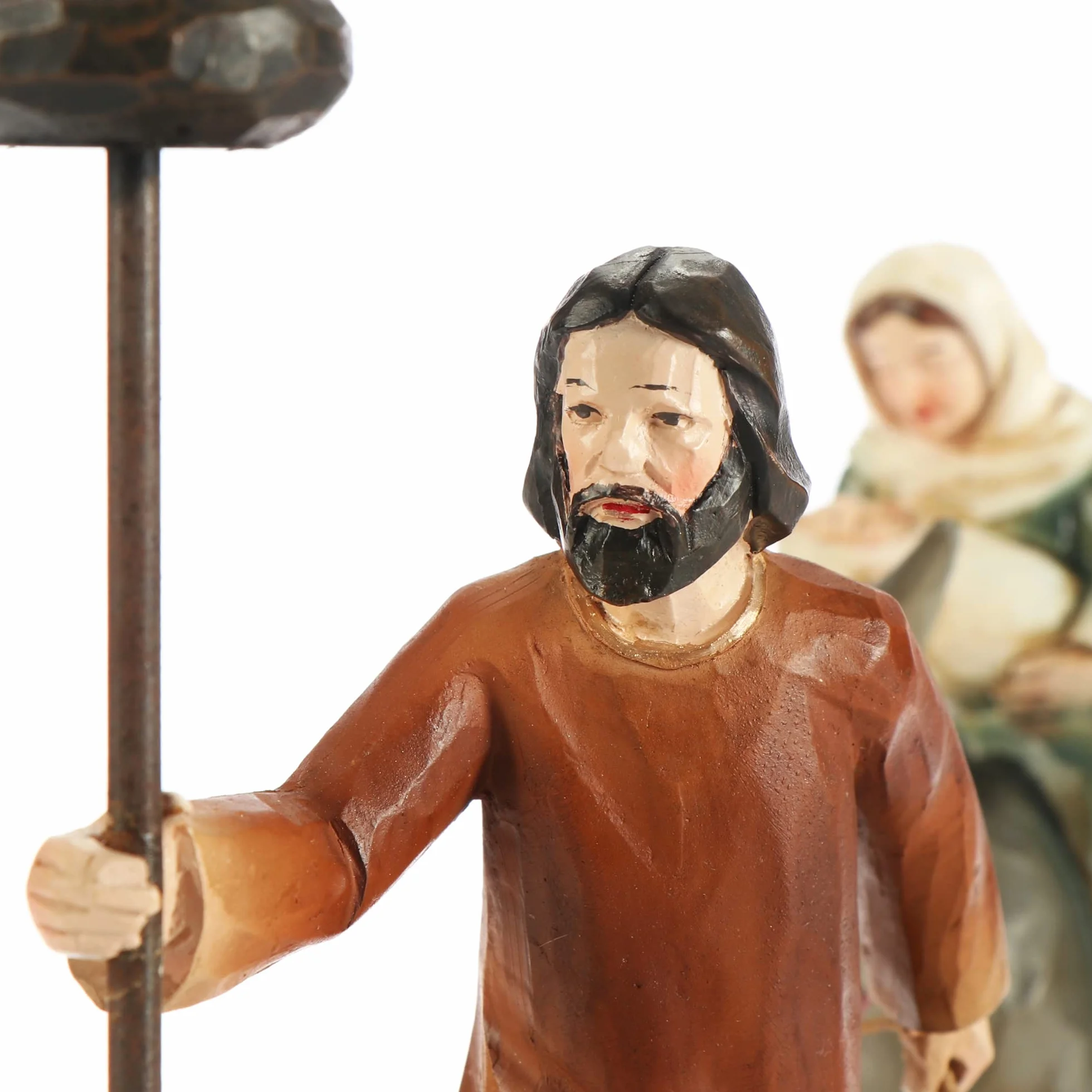 COM-FOUR figurki bożonarodzeniowe ze świecznikami - Chrześcijańskie ozdoby świąteczne - polyresin - Maryja, Józef i Jezus na osiołku - Ucieczka do Egiptu (Jaselka - brąz)