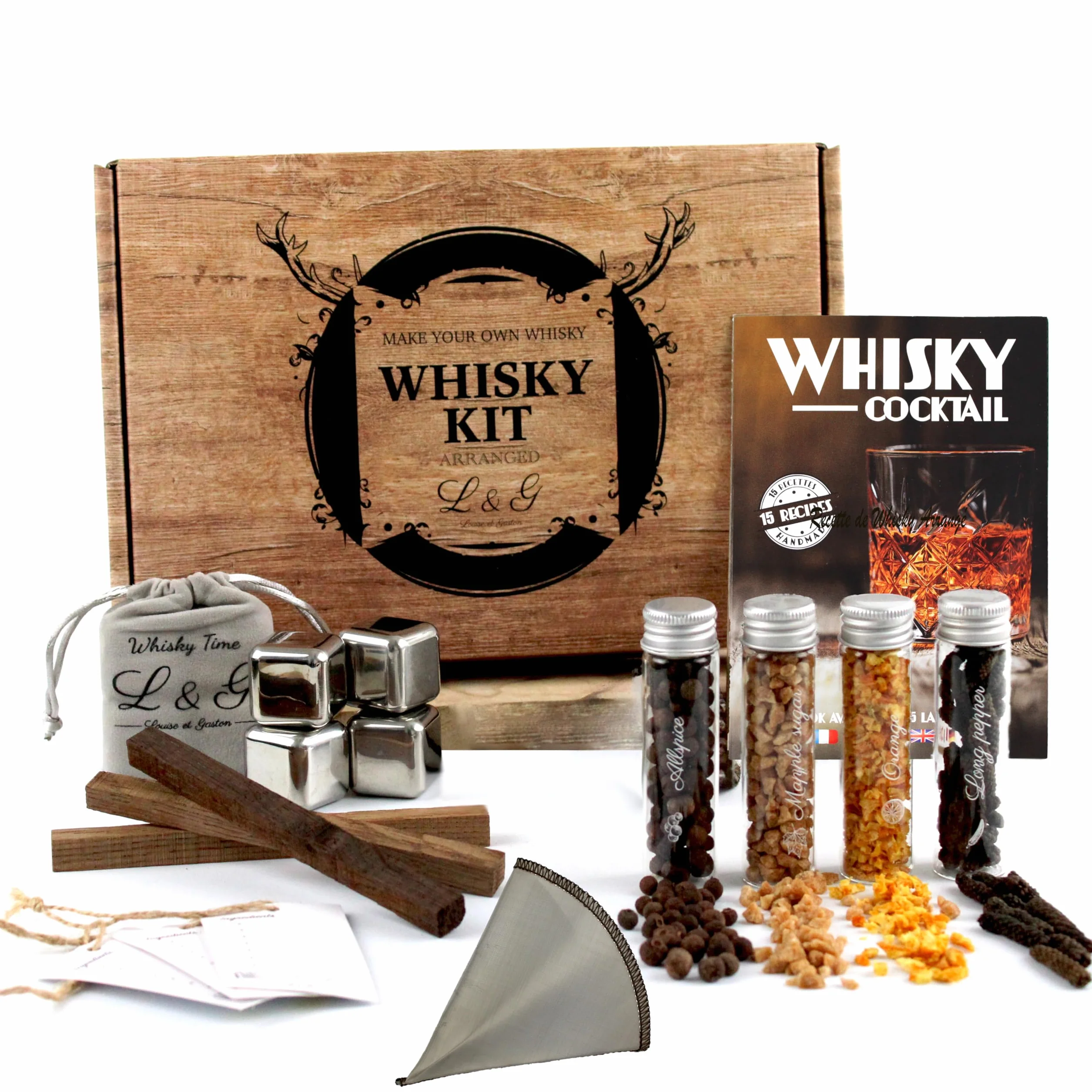L&G Zestaw do whisky z przyprawami - Ekskluzywny zestaw upominkowy DIY