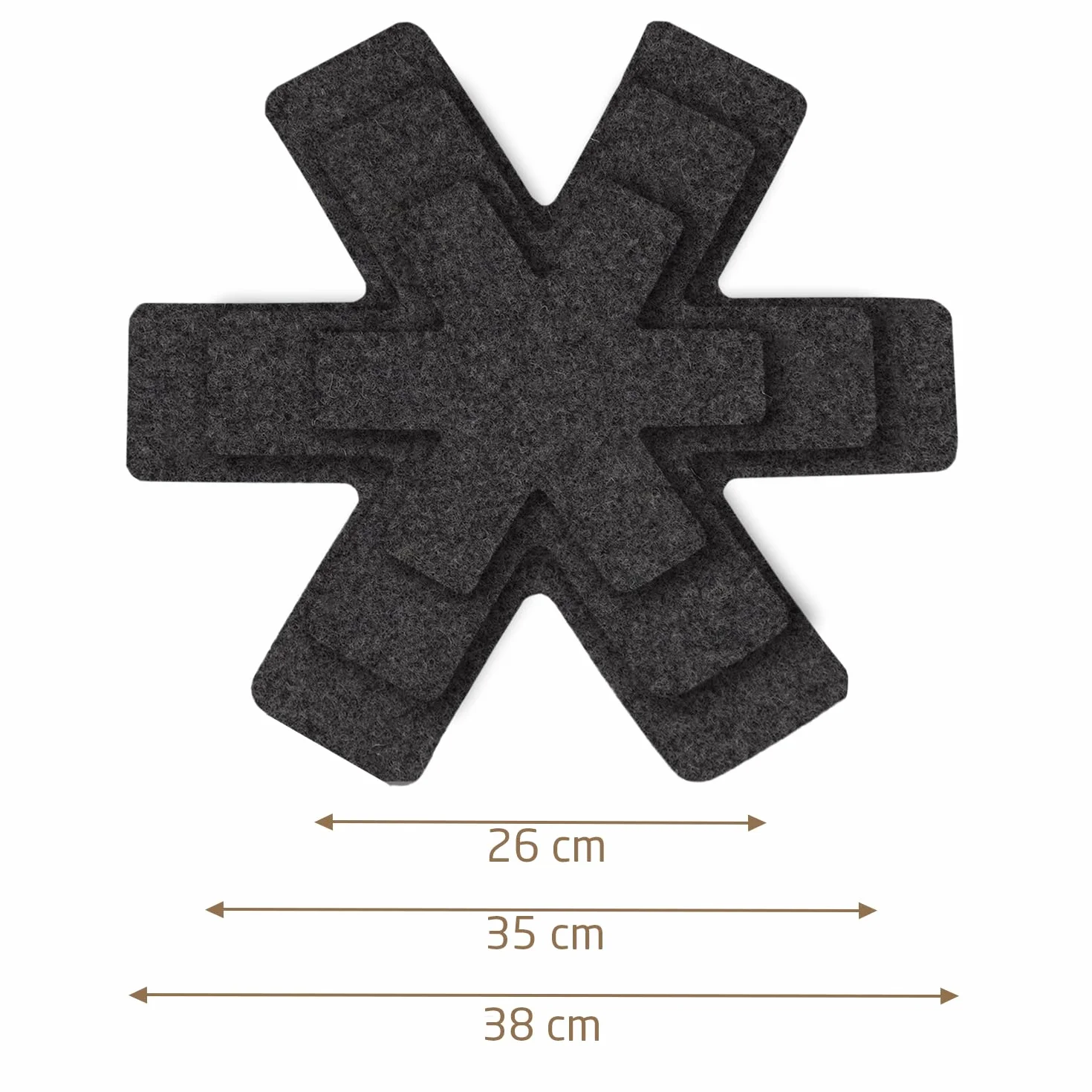 Ochraniacze na patelnie, patelnie, garnki, miski i inne przybory kuchenne, zestaw 6 sztuk, 2 x Ø 38 cm, 2 x Ø 35 cm, 2 x Ø 26 cm, osłona patelni, ochrona garnków z filcu, kolor ciemnoszary, antracyt