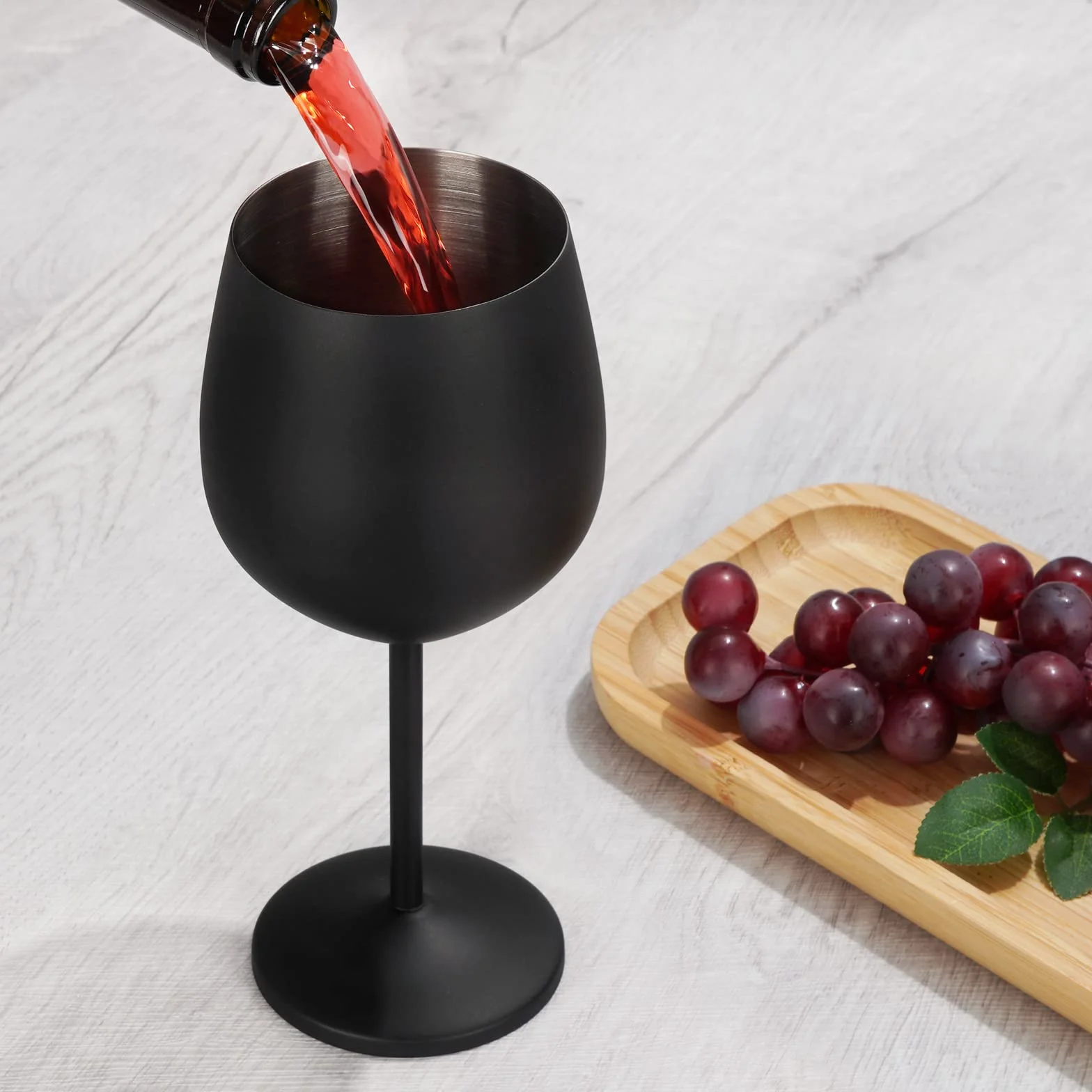 Livole Zestaw kieliszków do wina 550 ml ze stali nierdzewnej czarny matowy 4 sztuki