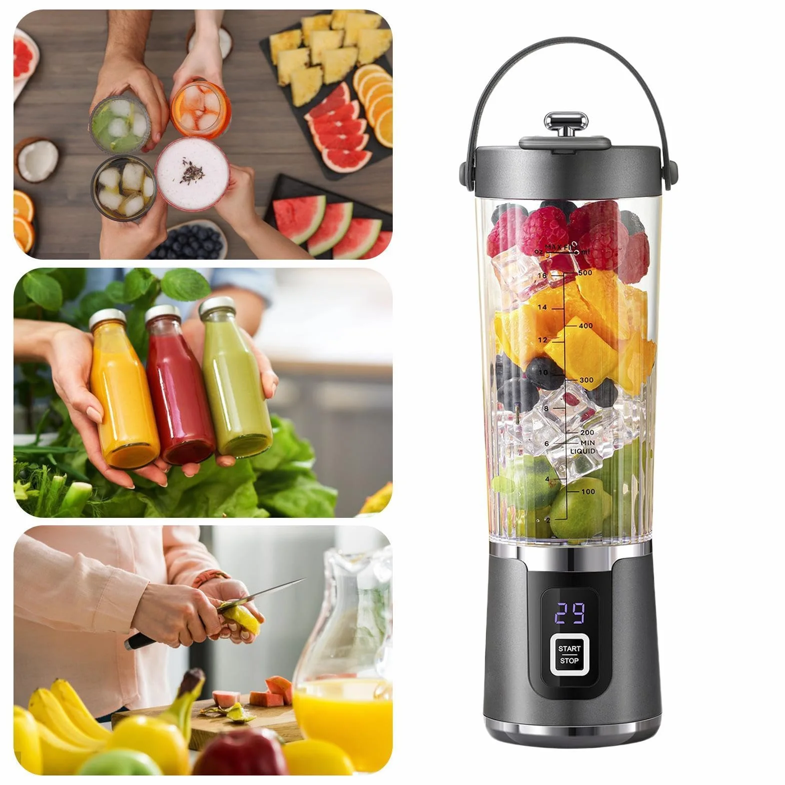 Przenośny Blender Kubek USB z Wyciskarką do Owoców i Mikserem - Kompaktowa Butelka do Podróży