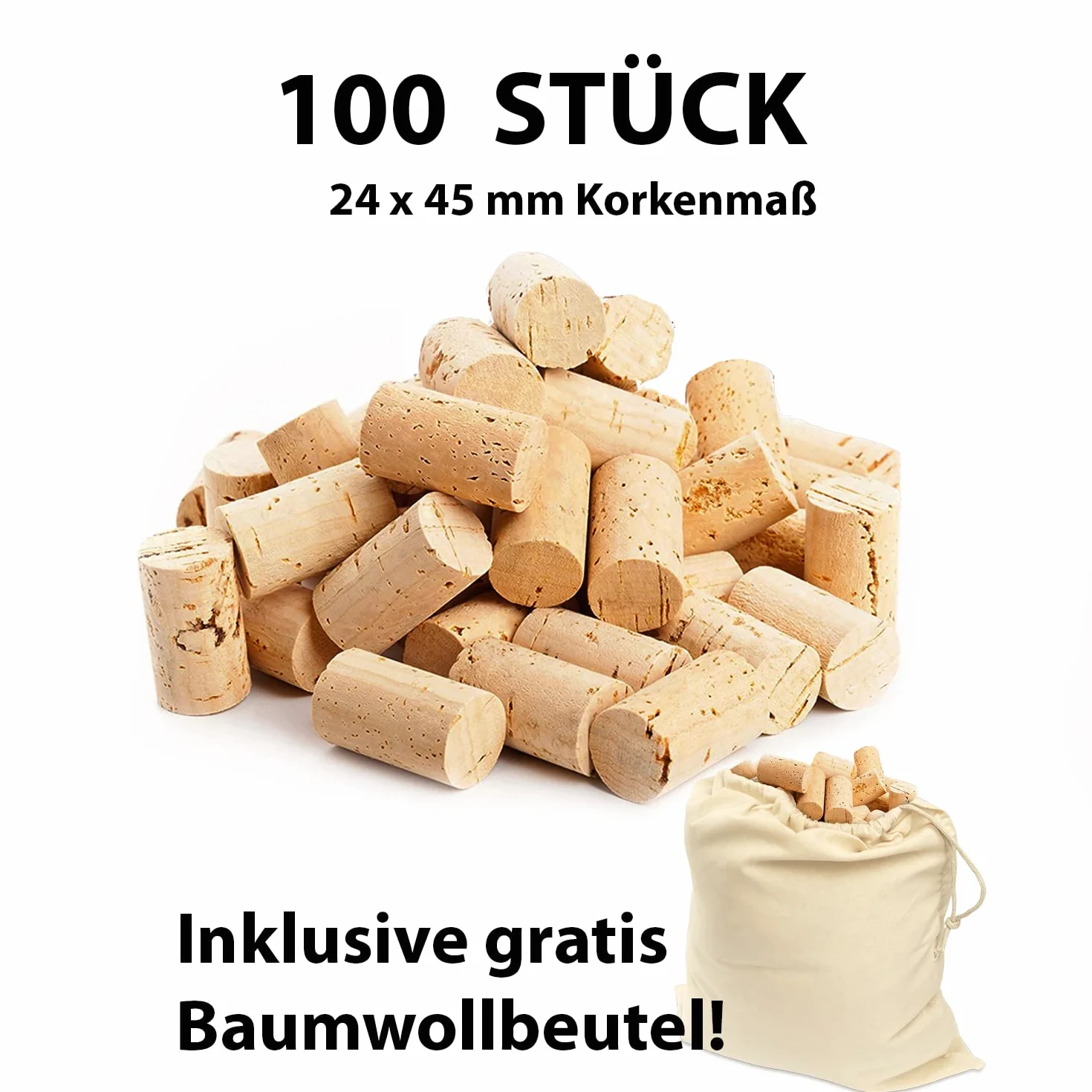 Naturalne korki do butelek z bawełnianym woreczkiem – akcesoria do majsterkowania