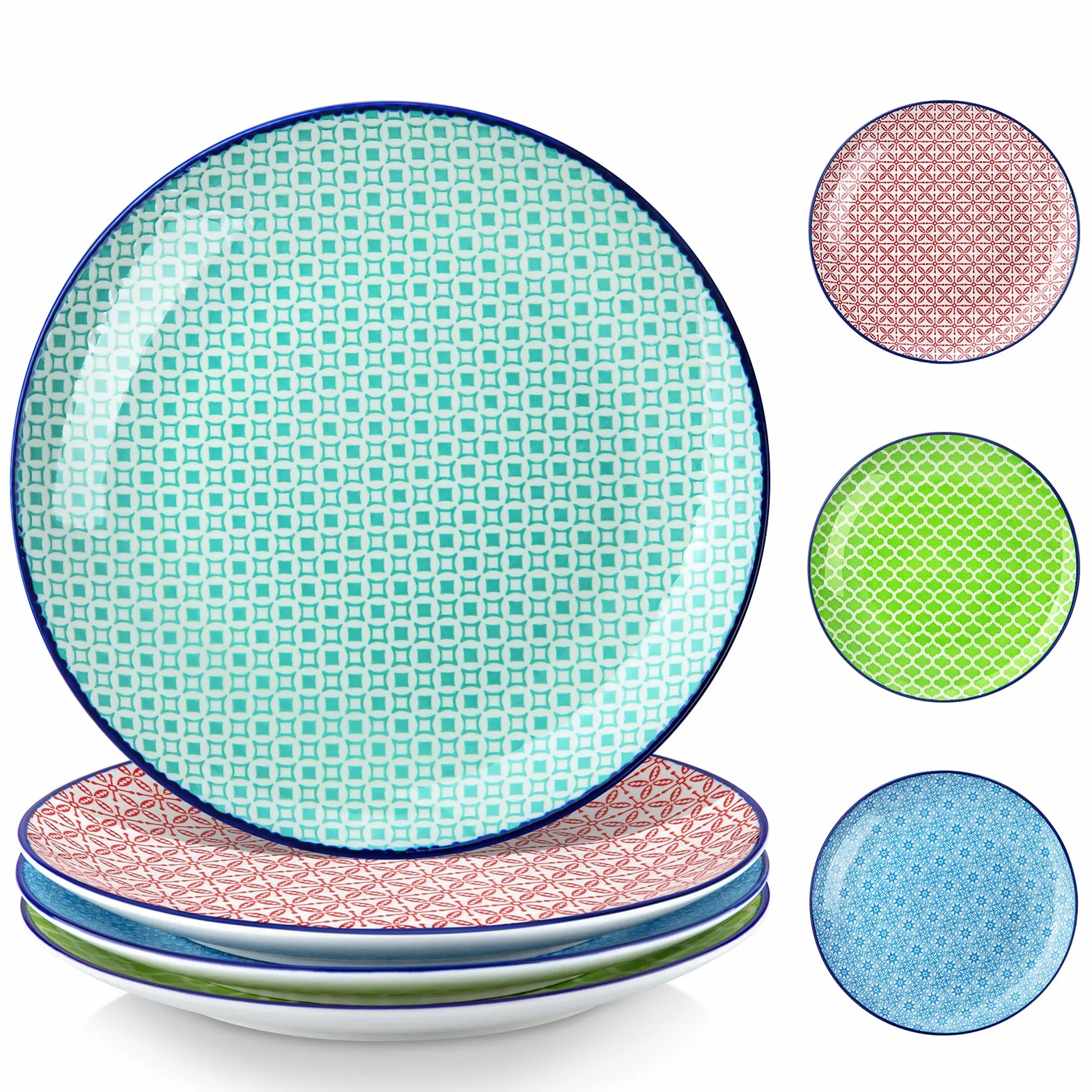 Vancasso Seria MACARON Japoński Talerz Porcelanowy 27 cm 4 Sztuki Wielokolorowy