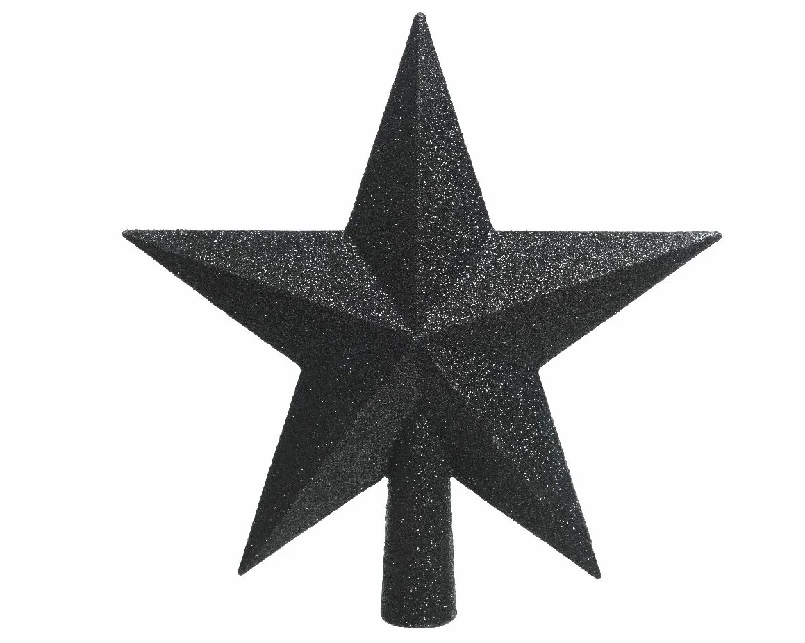KAE Czubek na choinkę gwiazda, tworzywo sztuczne, brokat, 19 cm, czubek choinki, czarny