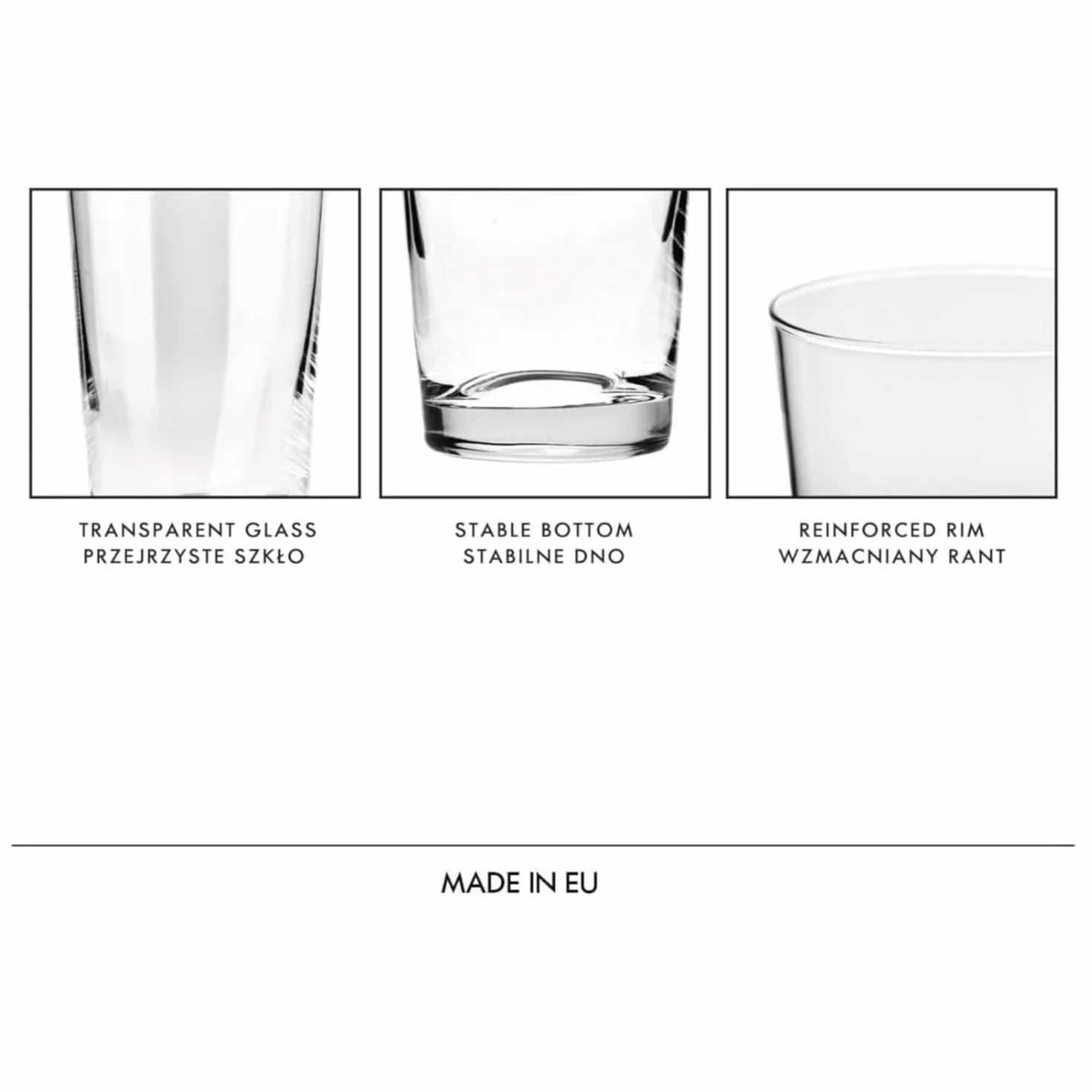 KROSNO Szklanki do Wody 380 ml Zestaw 6 Sztuk Kolekcja Pure