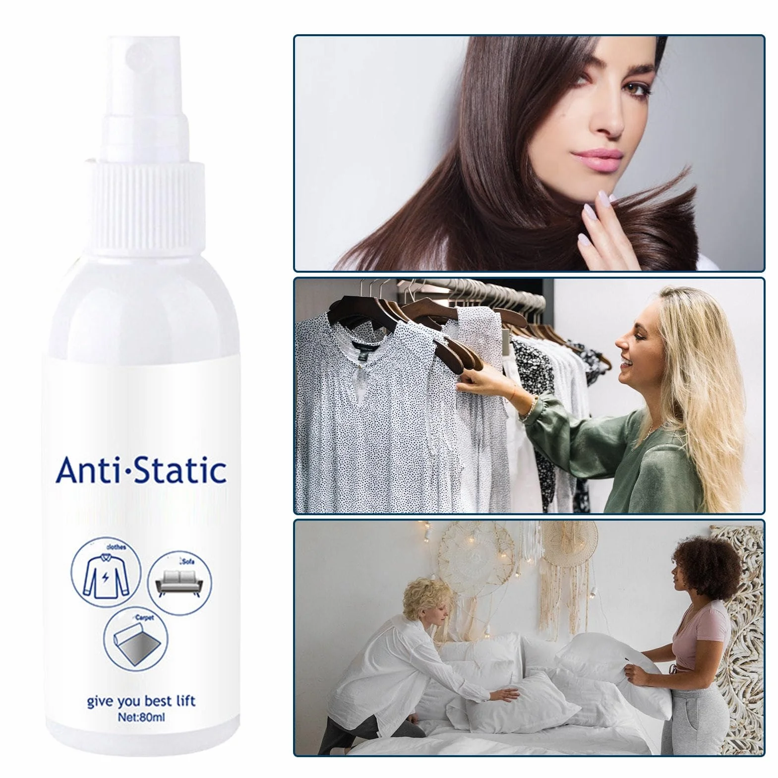 Antystatyczny spray 80 ml do włosów i tekstyliów