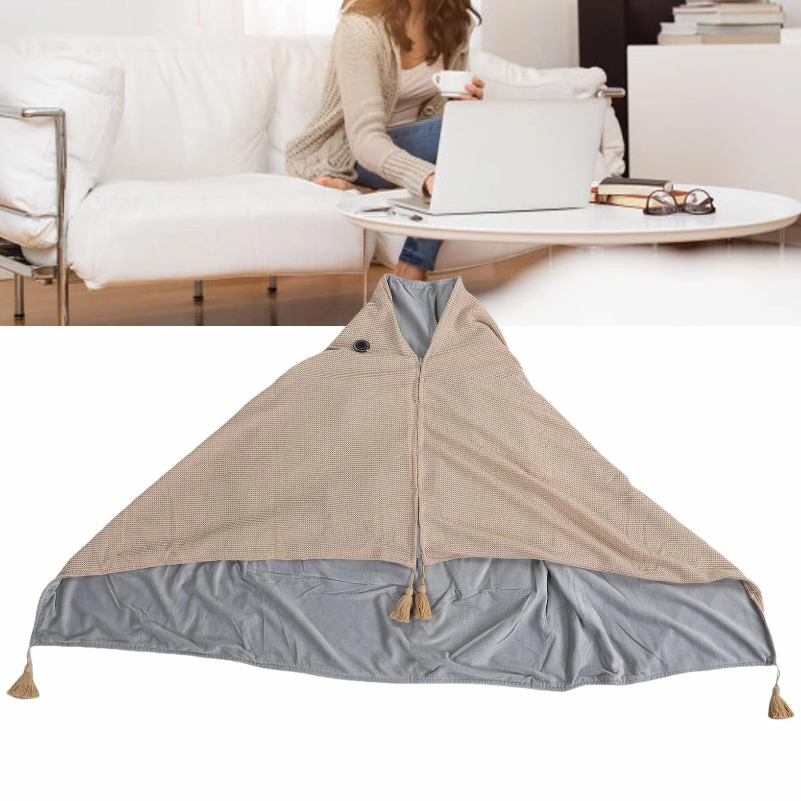 Podgrzewany Koc do Noszenia USB 3 Ustawienia Ogrzewania Elektryczne Poncho