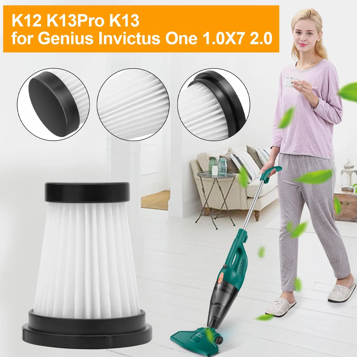 Zestaw filtrów Hepa, 10 sztuk, filtr do odkurzacza Genius Invictus One 1.0 X7 2.0, akcesoria do odkurzacza filtracyjnego, zestaw filtrów Hepa, ze szczotką do czyszczenia, do odkurzacza ręcznego (12)