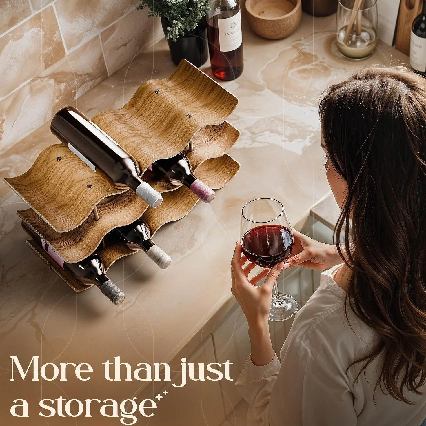 Dreiklang be smart drewniany stojak na wino na 12 butelek 3 poziomy 41,5 × 22,5 × 15,5 cm