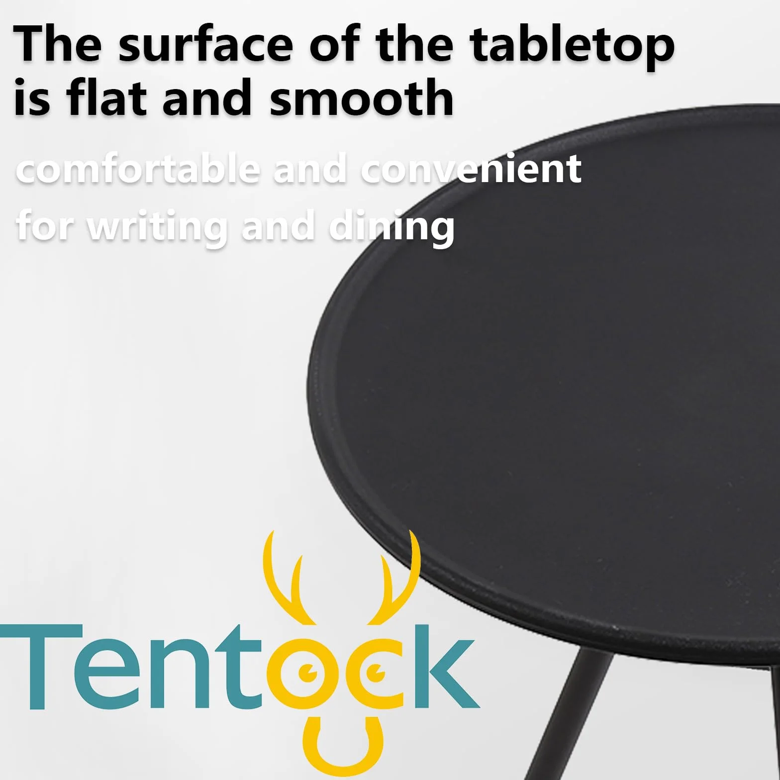 Tentock Składany regulowany stół do jadalni, wielofunkcyjny, metalowy, stolik pomocniczy, czarny, okrągły kawowy, nowoczesny dekoracyjny, rurka, aluminiowa trójnoga