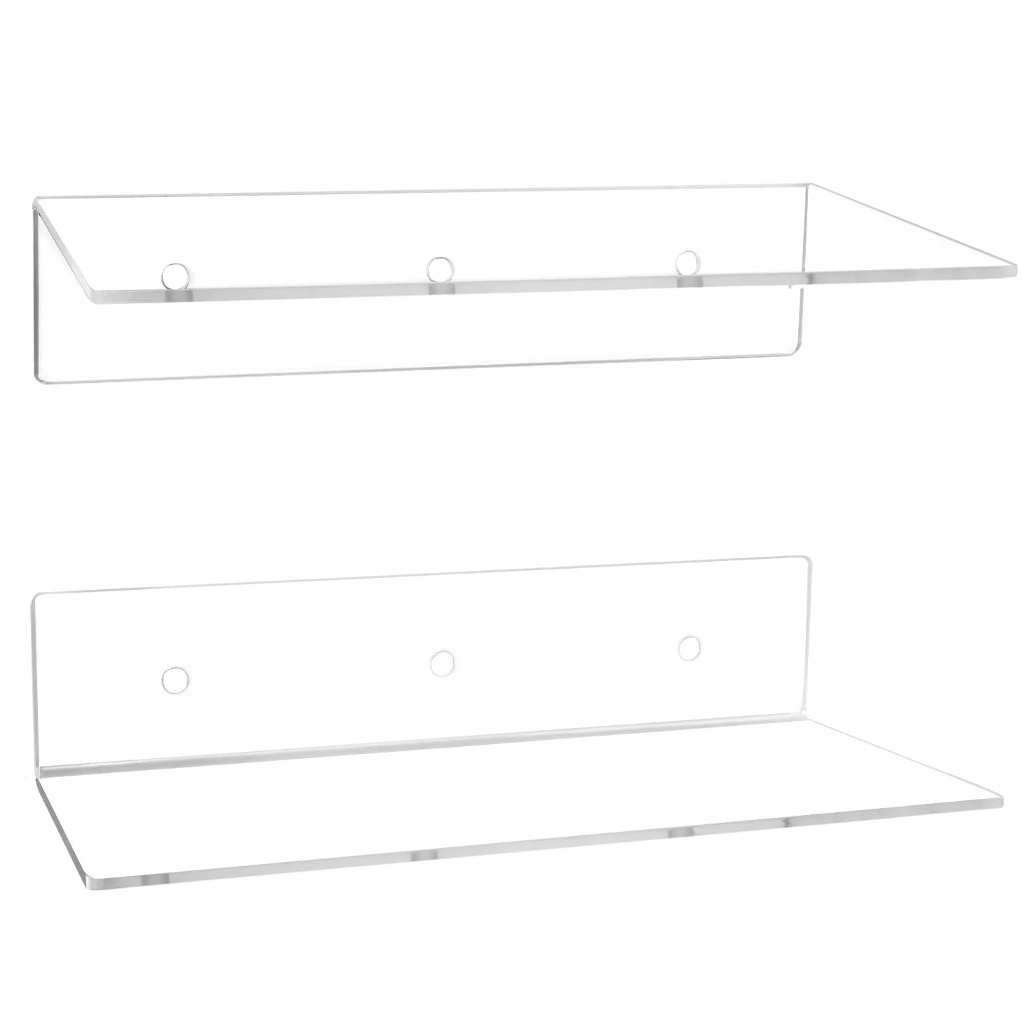 QWORK 2-częściowy zestaw przezroczystych akrylowych półek ściennych 30 x 15 x 7 cm