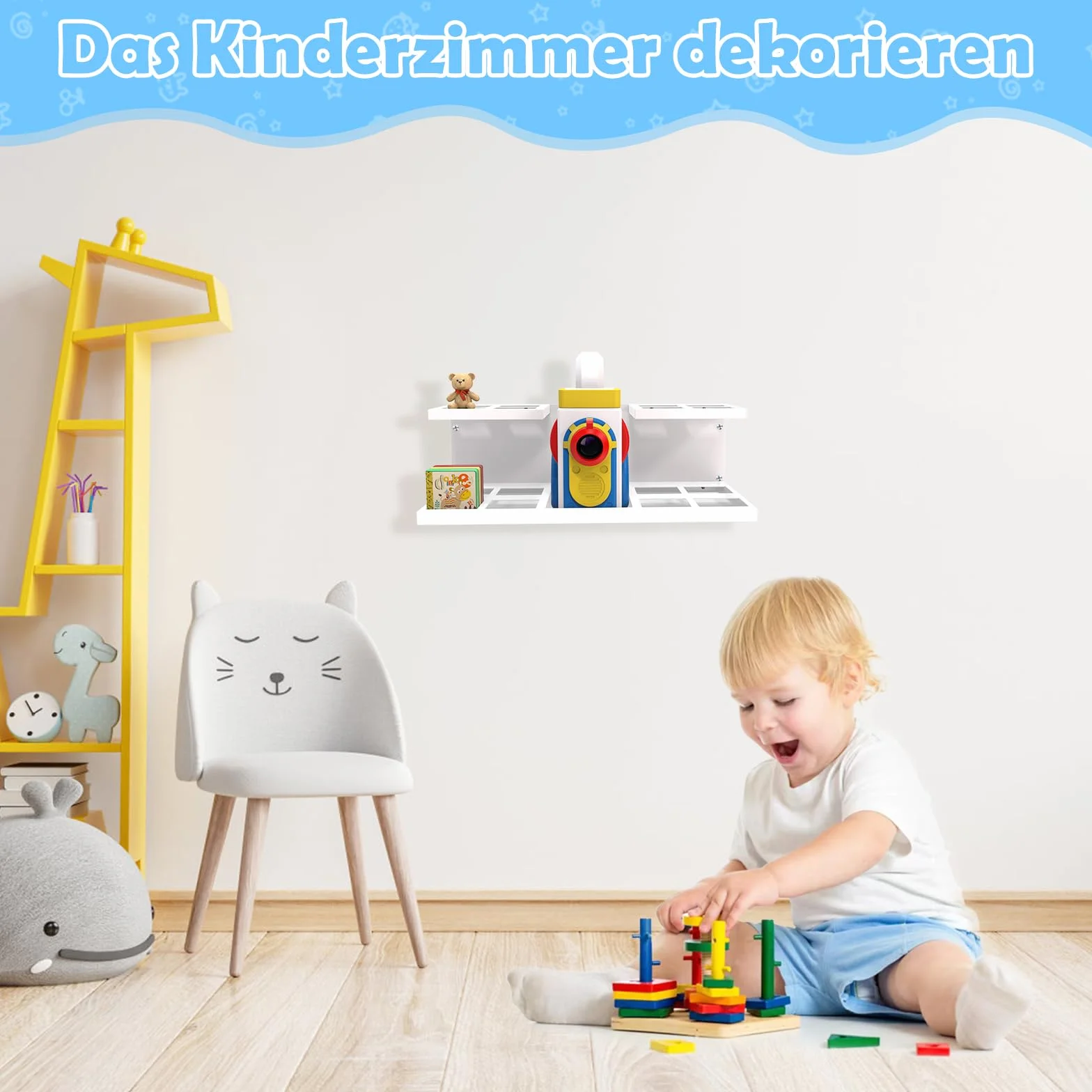 Półka ścienna, kompatybilna z zestawem startowym książek Little Tikes Story Dream Machine, do maszyny do gier Storytime dla książek, przechowywanie małych postaci (Biała)