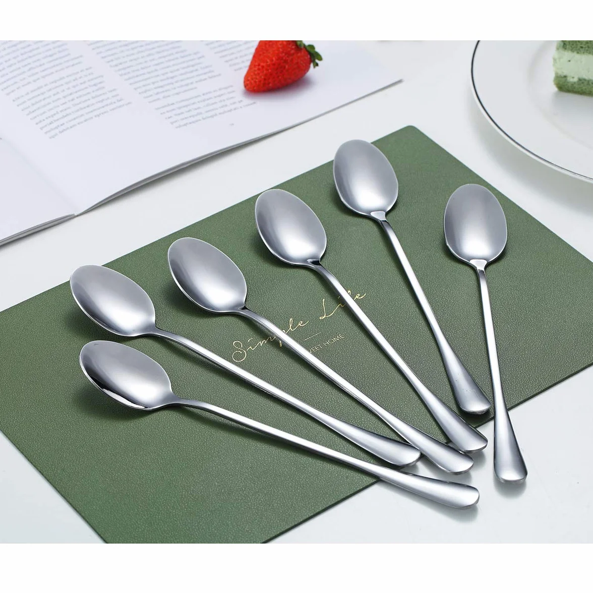 Kyraton Łyżka Mrożona ze Stali Nierdzewnej, 19 cm - Łyżka do Mieszania, Lodów, Koktajli, Latte - Opakowanie 6 Sztuk