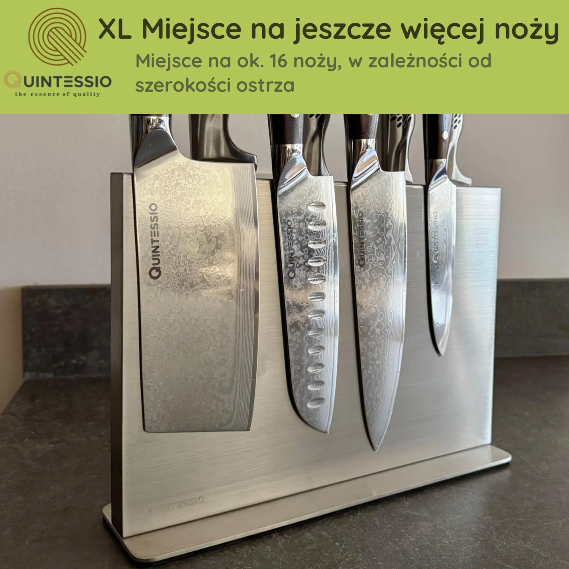 Magnetyczny blok na noże ze stali nierdzewnej QUINTESSIO XL dwustronny