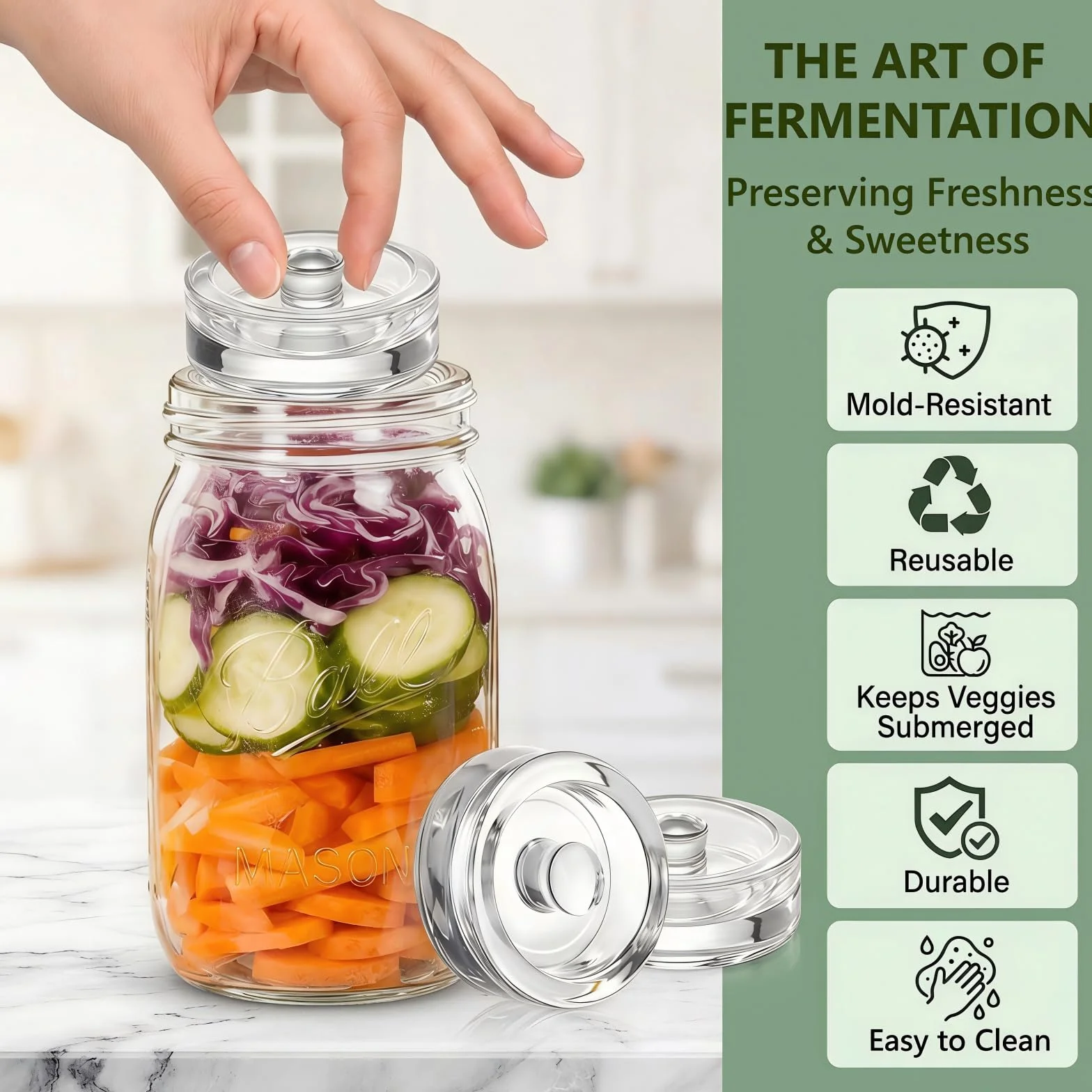 4 sztuk obciążników fermentacyjnych o średnicy 7 cm, szklane obciążniki do fermentacji warzyw w solance, idealne do fermentacji kimchi, kimchi, ogórków i innych fermentowanych produktów