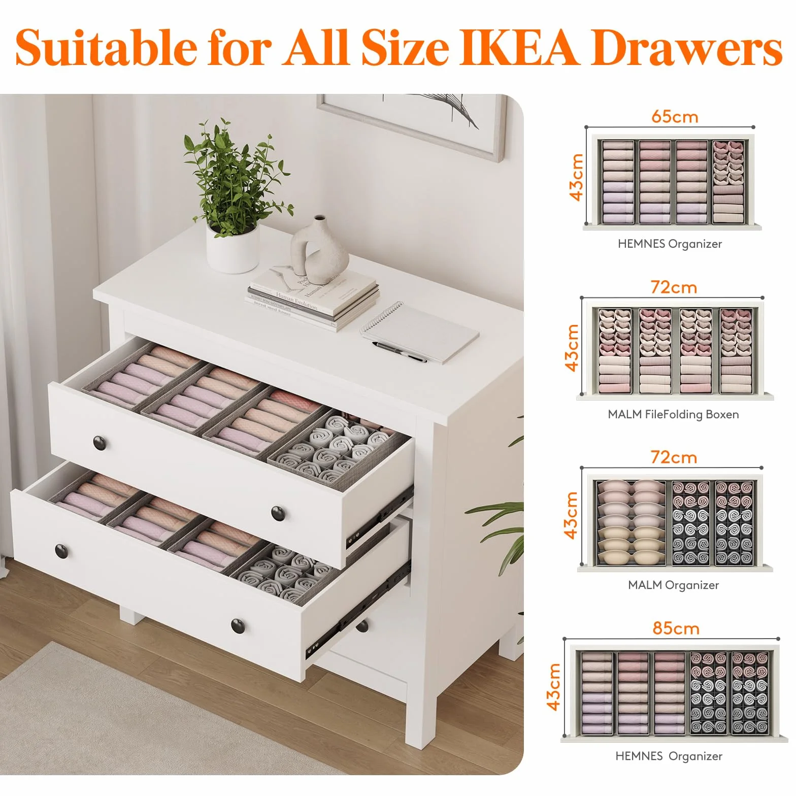 Lifewit Hemnes zestaw 10 organizerów na komodę, stół do przewijania ze stabilnym dnem, organizery na szafę, do przewijania, szuflad, do przewijania, odzieży dziecięcej, skarpetek, t-shirtów, bielizny