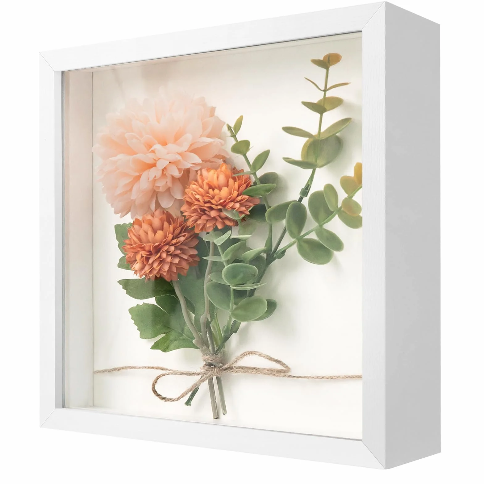WISYOK Ramka 3D do napełniania, 22 x 22 cm, głęboka ramka na ścianę i biurko, pudełko na zdjęcia, przedmioty, bukiet ślubny, dzieła sztuki "zrób to sam" (biała)