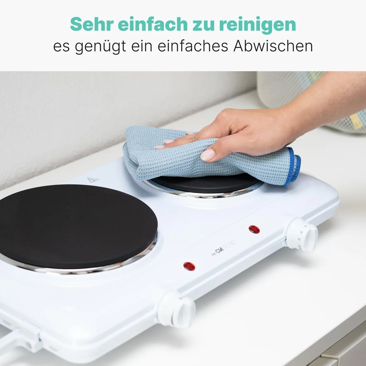 Clatronic Podwójna płyta grzewcza 180 mm 150 mm 2 bezstopniowe termostaty lakier odporny na wysokie