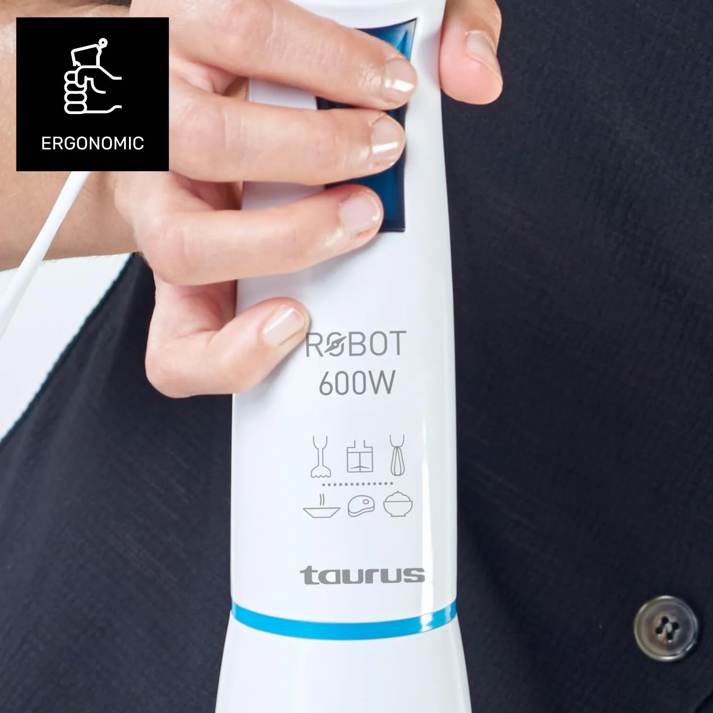 Taurus Robot 600 PLUS INOX zestaw blenderów ręcznych 600 W 20 stopni prędkości biały