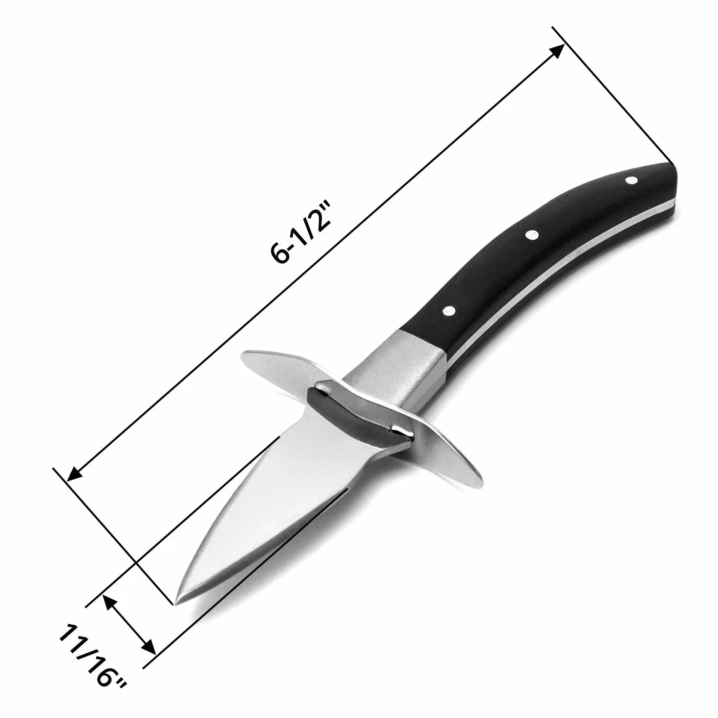 QWORK® Nóż do ostryg ze stali nierdzewnej, łamacz ostryg, do przygotowywania ostryg i innych owoców morza, z wysokiej jakości skórzaną pochwą i drewnianą rączką