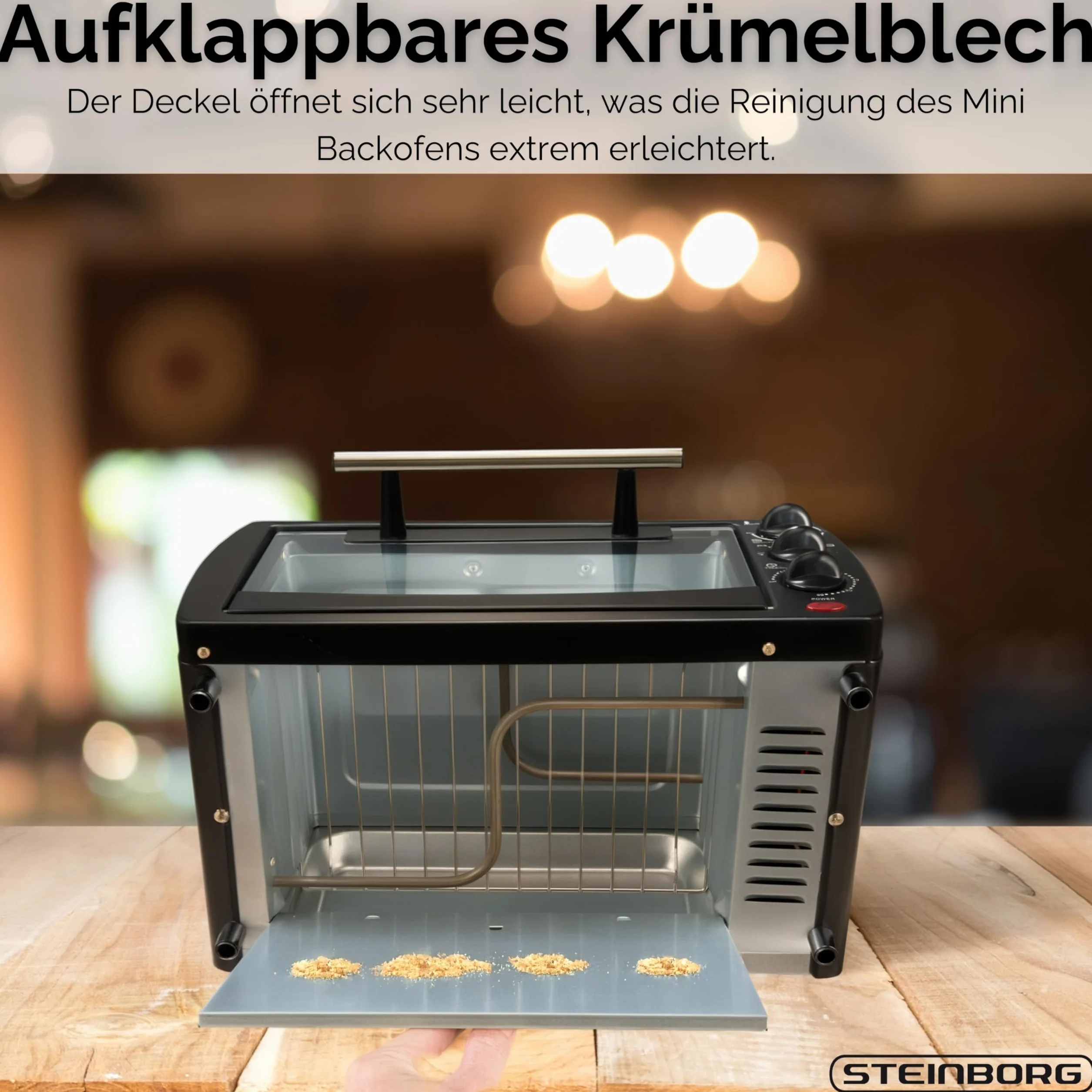 Mini piekarnik 13 l 1200 W 65-230°C timer rozkładana blacha na okruchy