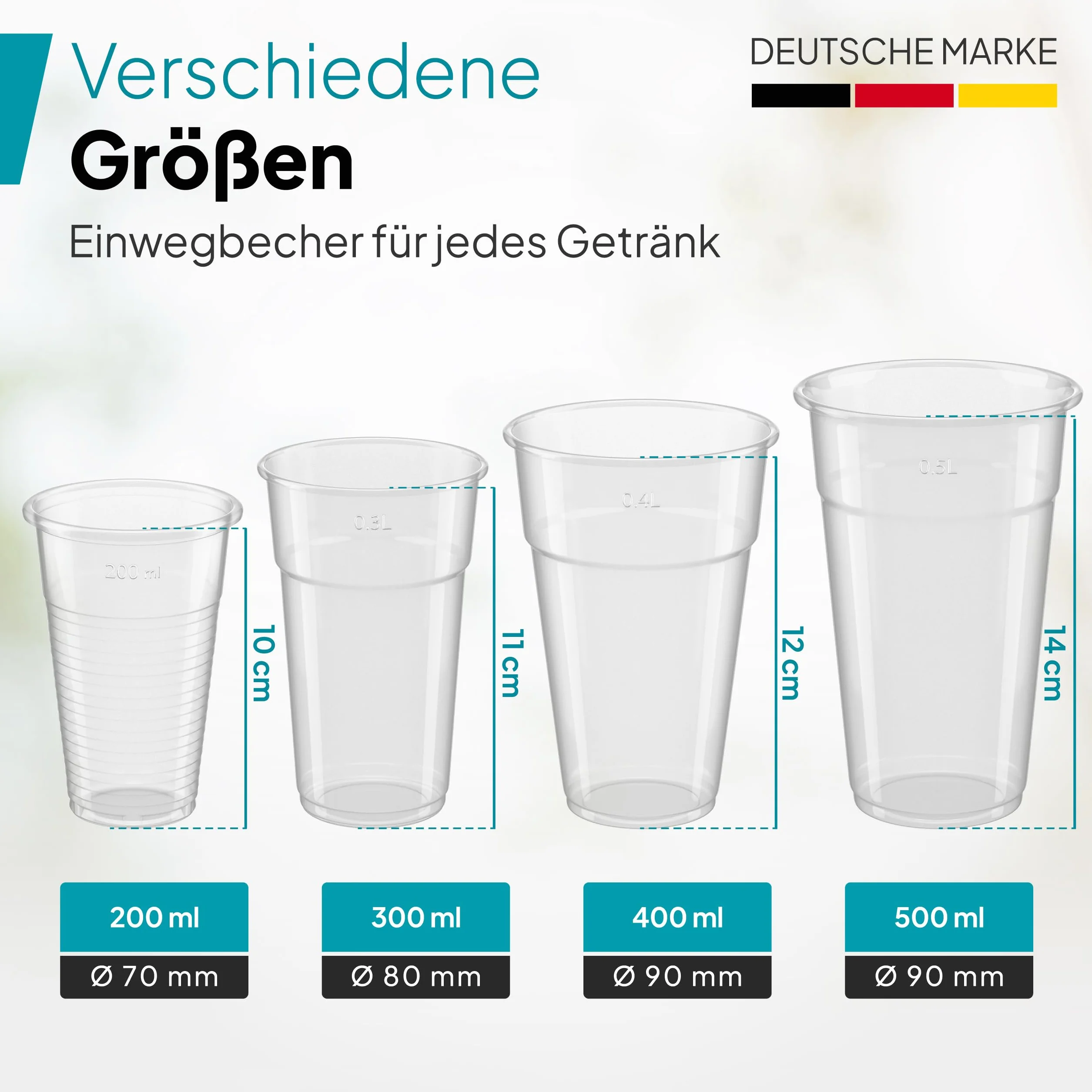 Commerline Przezroczyste plastikowe kubki 0,2 l 1000 sztuk PP