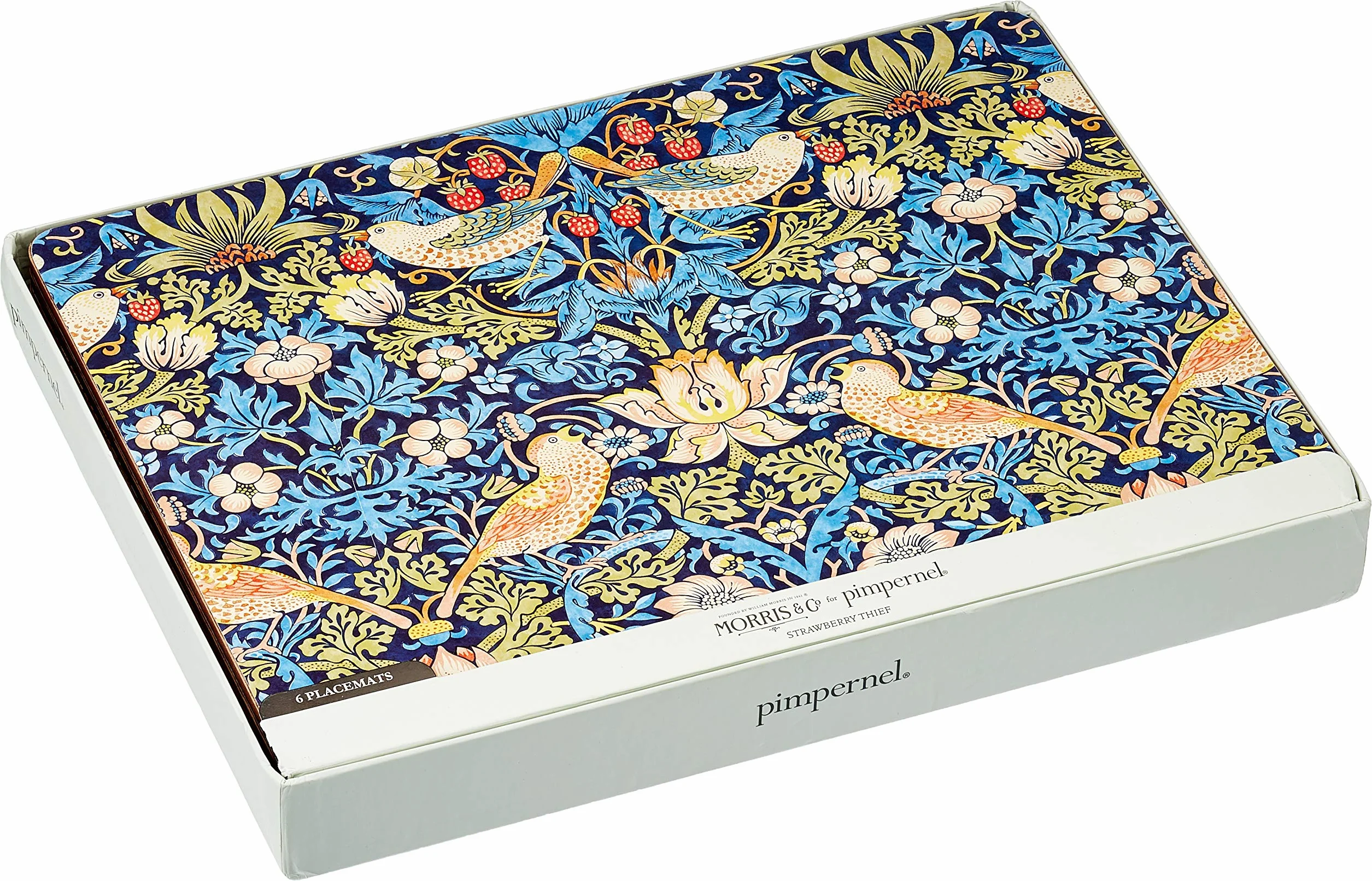 Portmeirion Pimpernel Strawberry Thief niebieskie podkładki zestaw 6 sztuk 30,5 x 23 cm