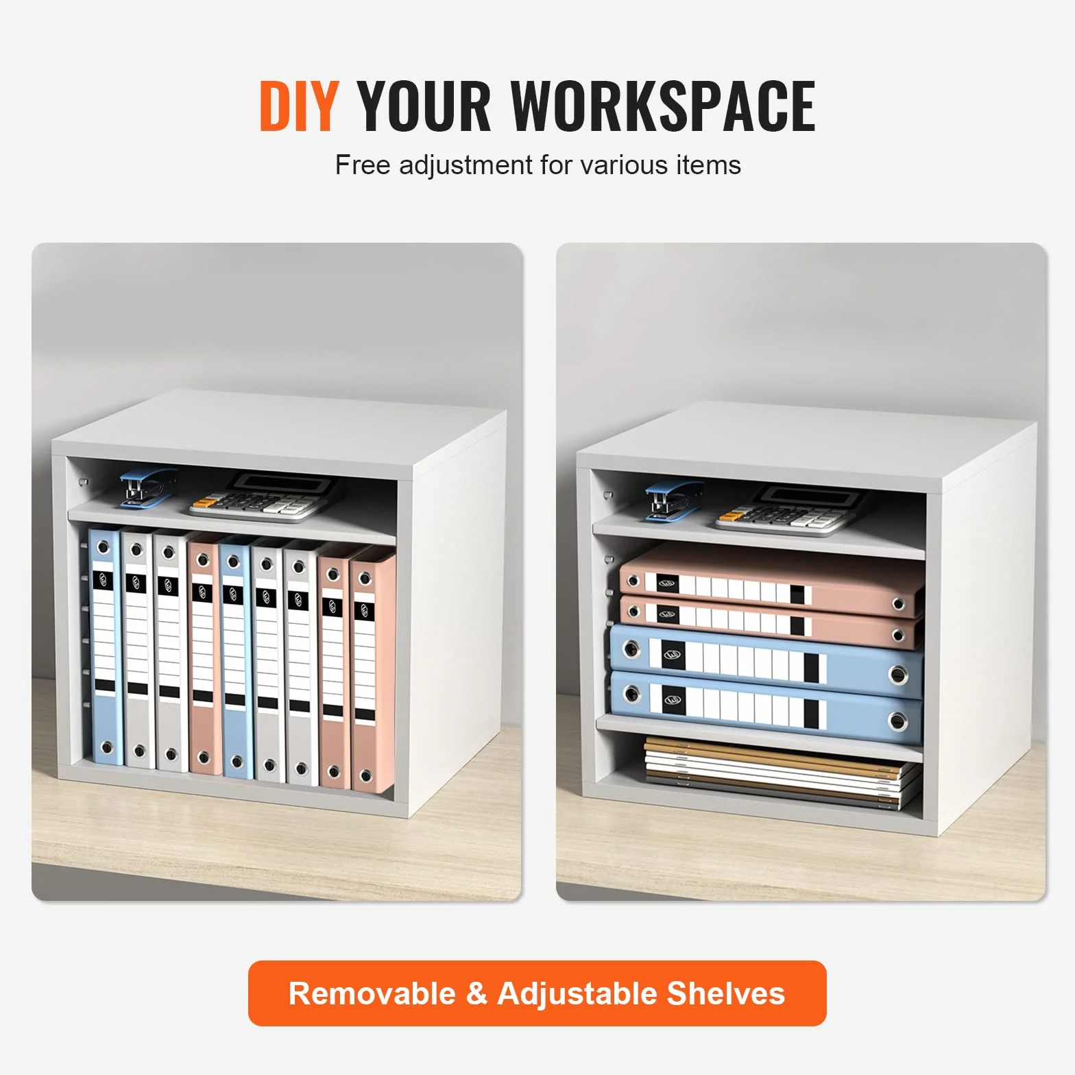 VEVOR Drewniany Organizator Literatury Stojak na dokumenty 5 przegródek 35,5x30,5x33 cm Biały