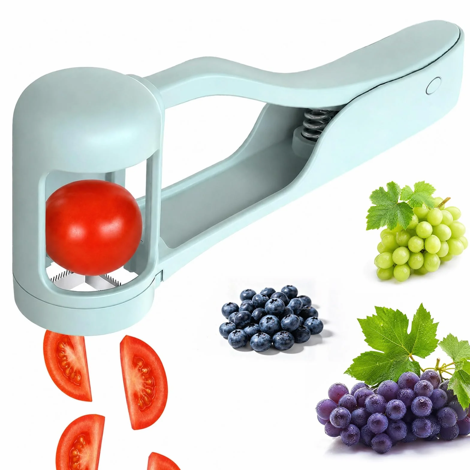 Krajalnica do pomidorów cherry ze stali nierdzewnej, krajalnica do owoców dla dzieci, do wiśni, pomidorów, truskawek, niebieskich