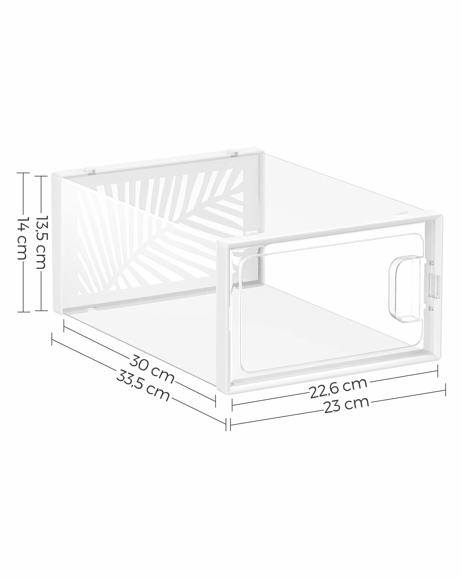 SONGMICS Organizer na Buty, Zestaw 12 Pudełek, Składany Transparentny Biały, LSP106W12